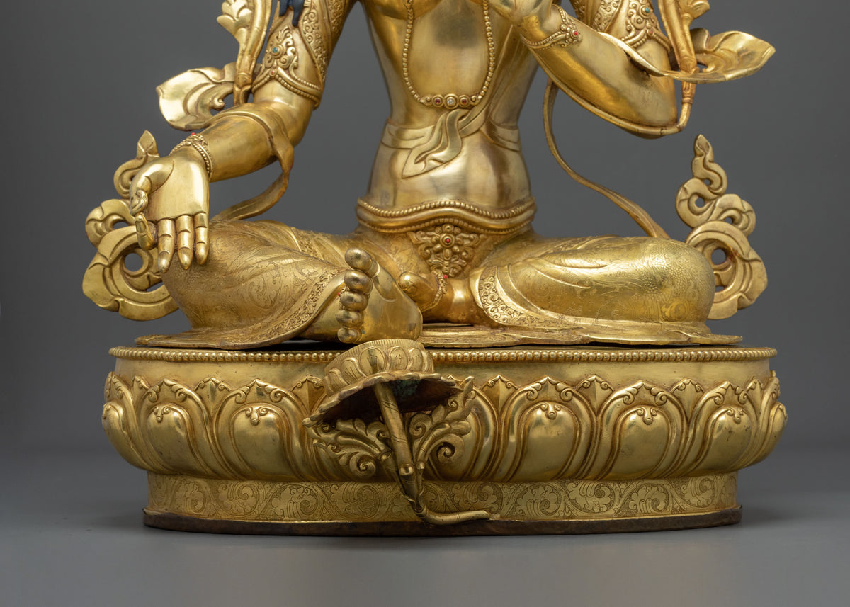 Handmade Green Tara Copper Sculpture | Buddhist Protector