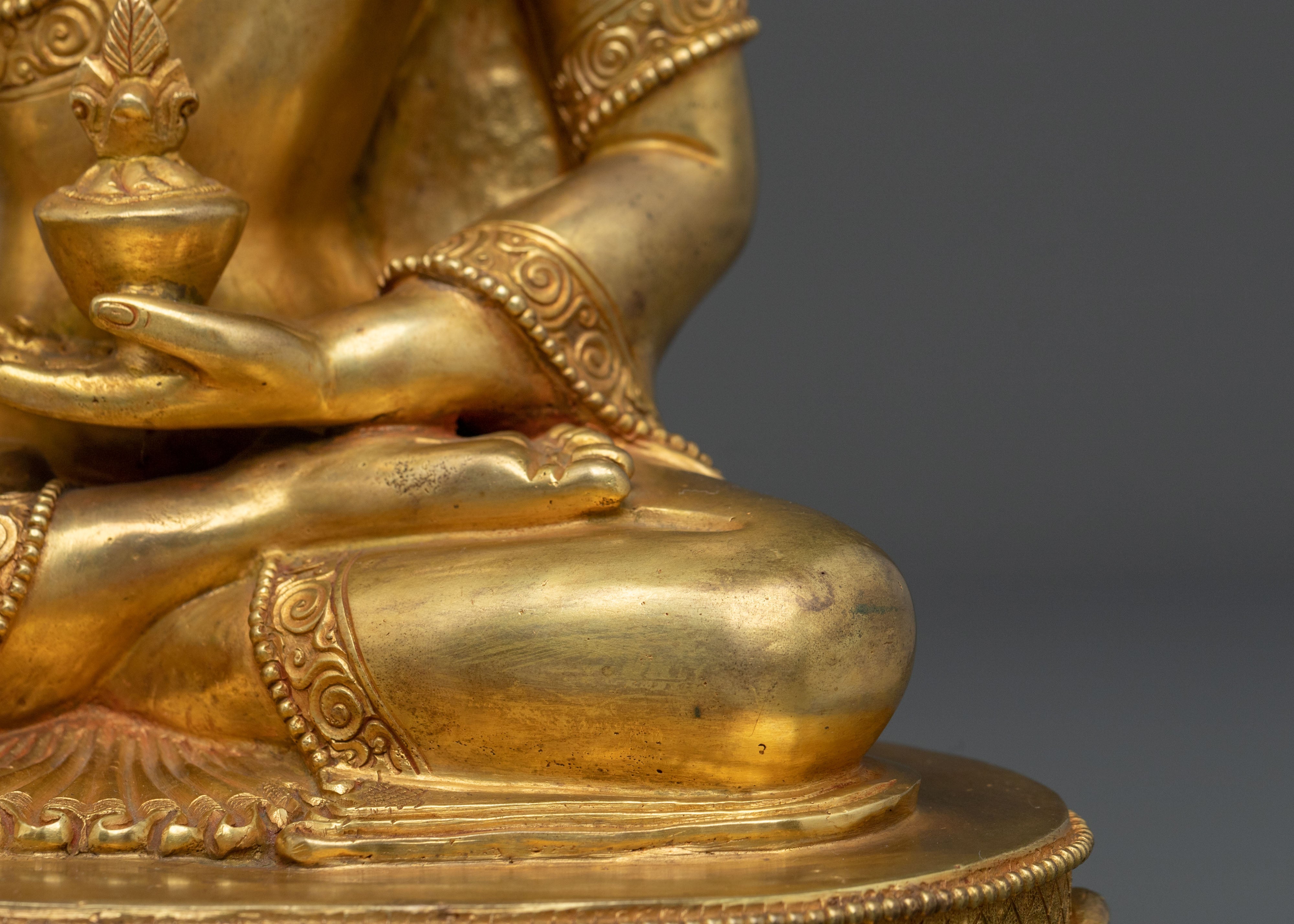 Bhaishajyaguru Fire Gold Gilded Statue | Himalayan Craftsmanship