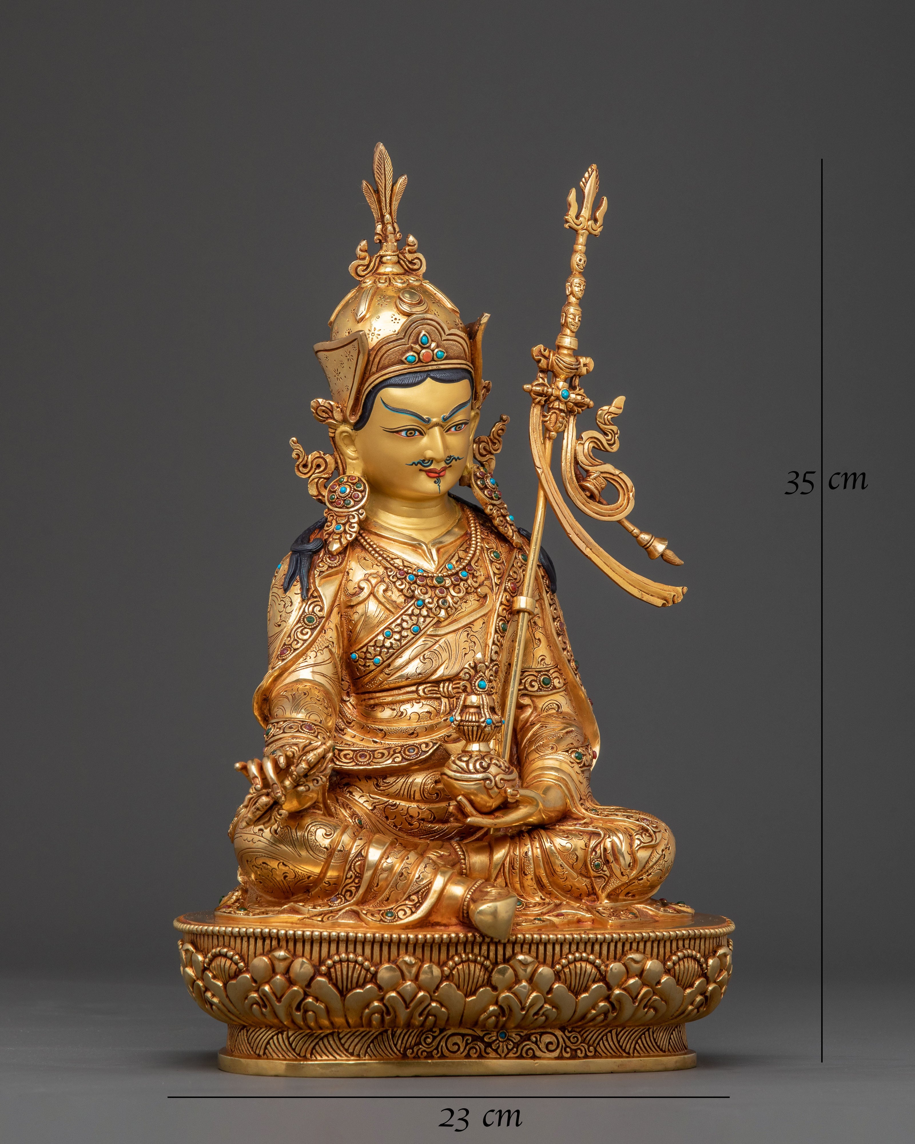 Divine Guru Rinpoche Padmasambhava Statue – 24K Gold Gilded