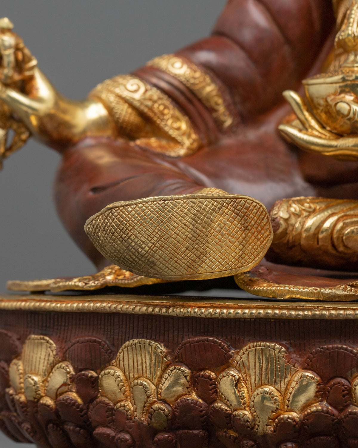 Guru Rinpoche 24K Gold-Coated Statue | Tibetan Guru Figurine