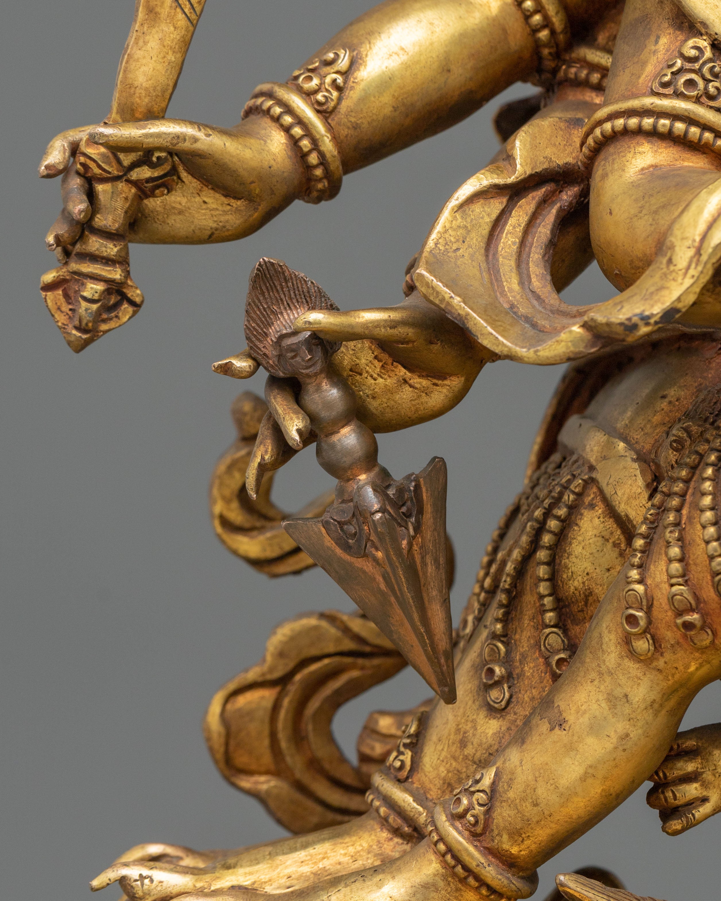 Fierce Heyagriva: 24K Gold Gilded Copper Statue
