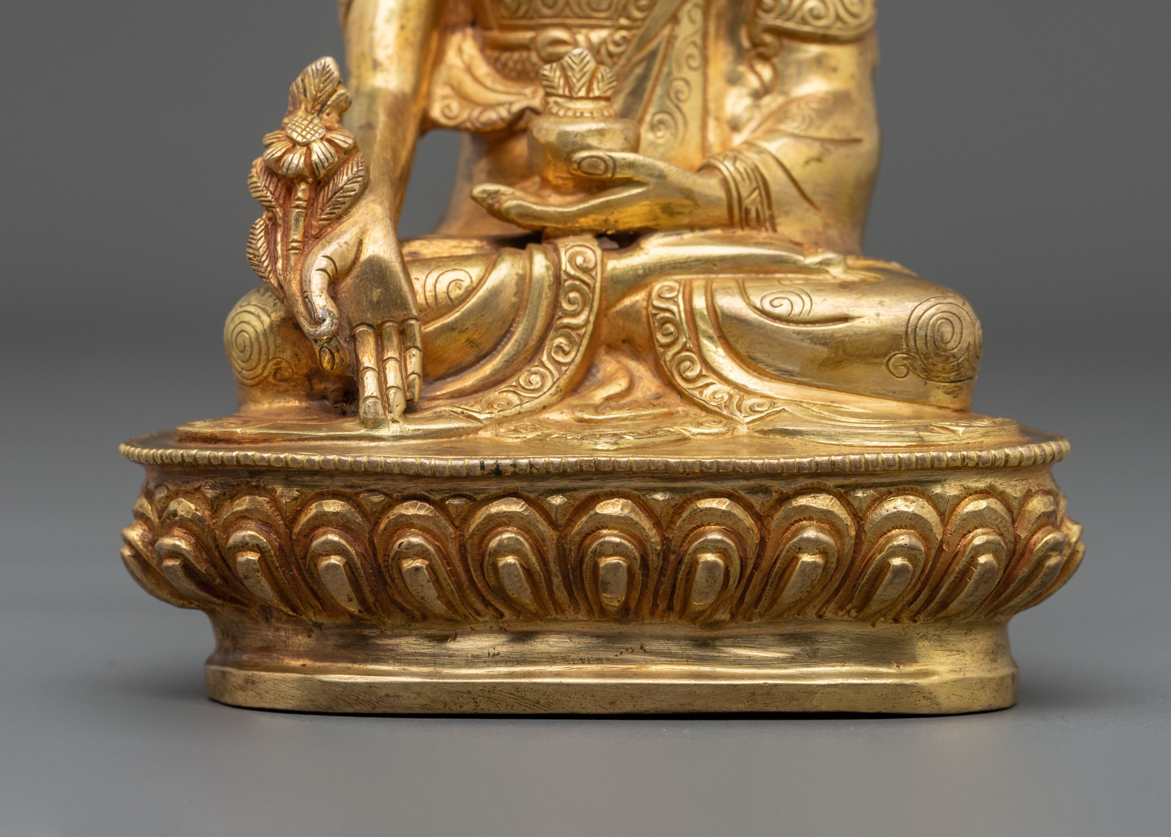 Medicine Buddha Statue | 24K Gold Gilded Healing Buddha Figurine