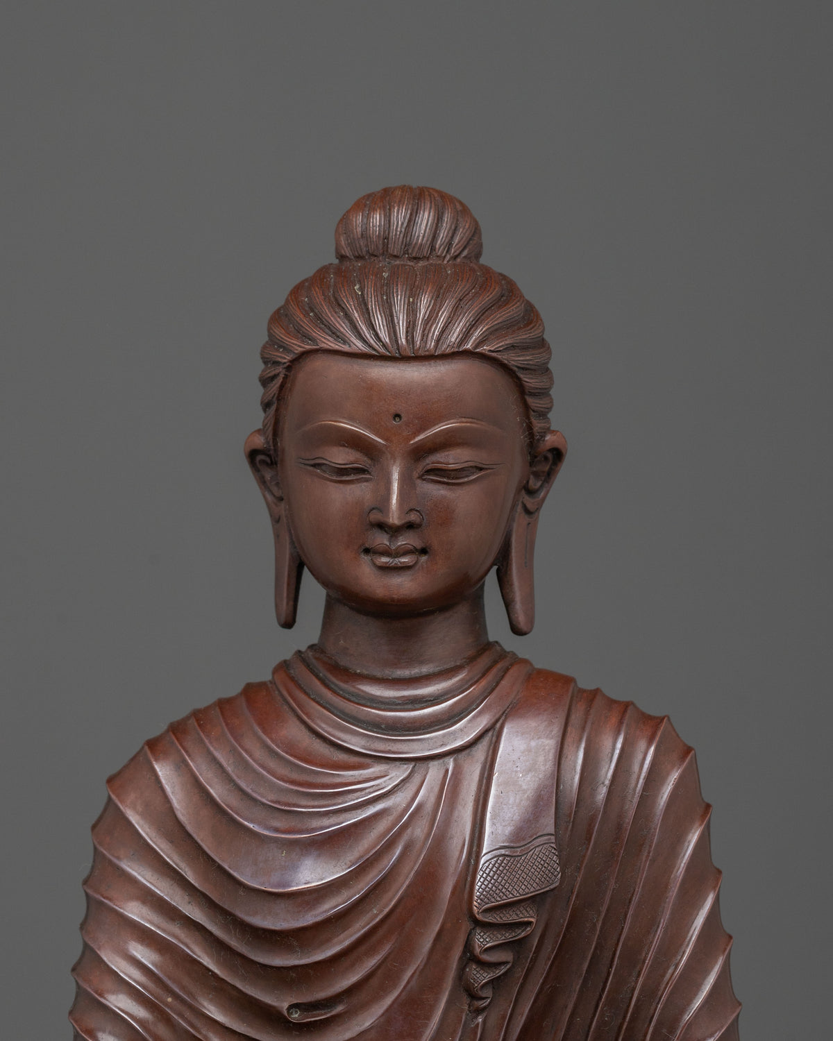 Shakyamuni Buddha Oxidized Statue on Throne | Home Decor