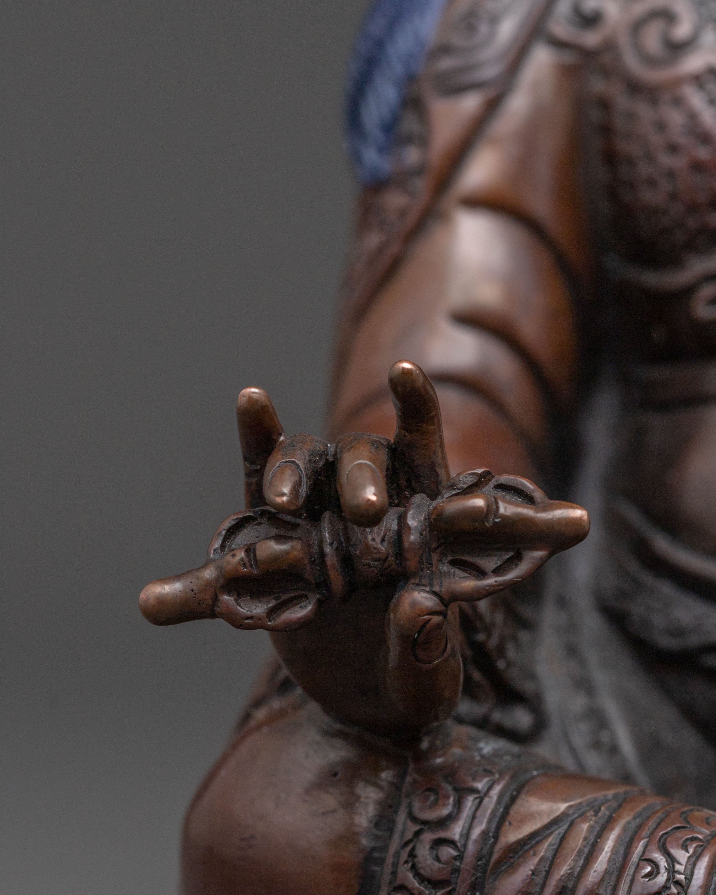 Teacher of the Dharma Guru Rinpoche Statue – Hand-Gilded Copper