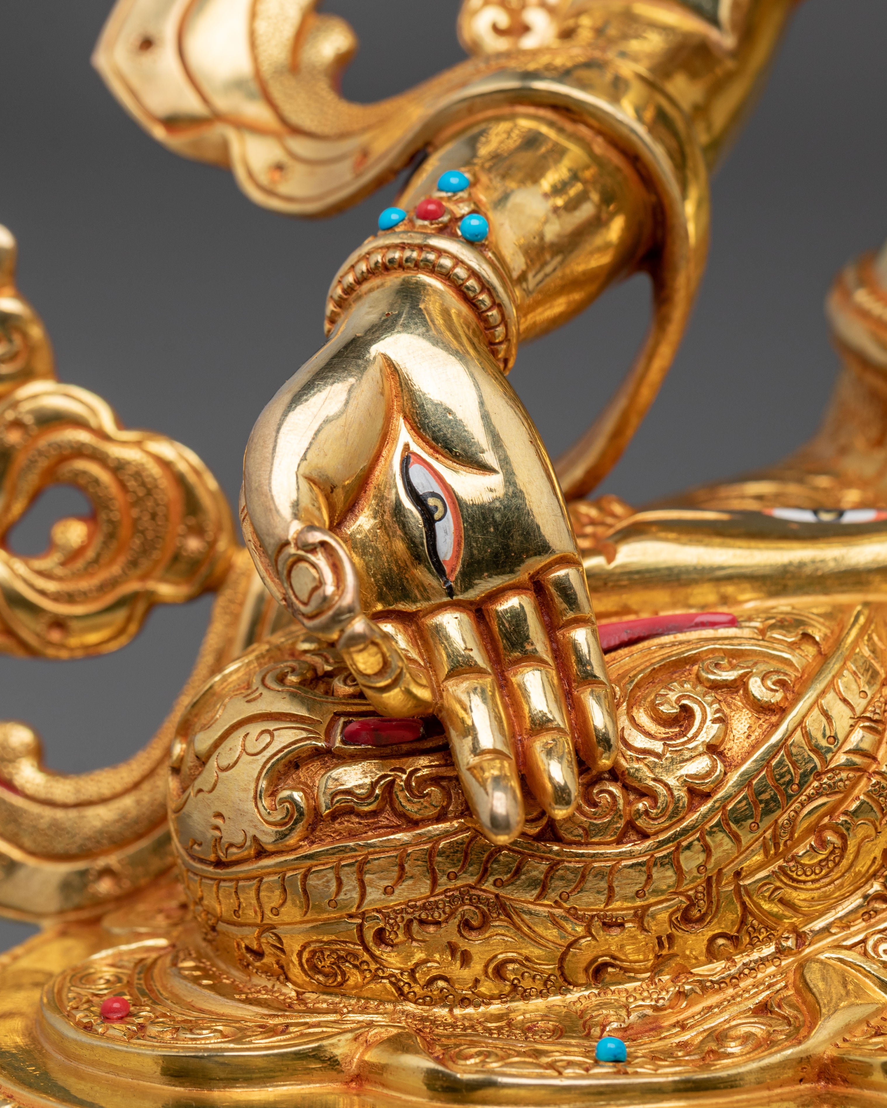 White Tara Statue | Serene 24K Gold Gilded Tibetan Figurine