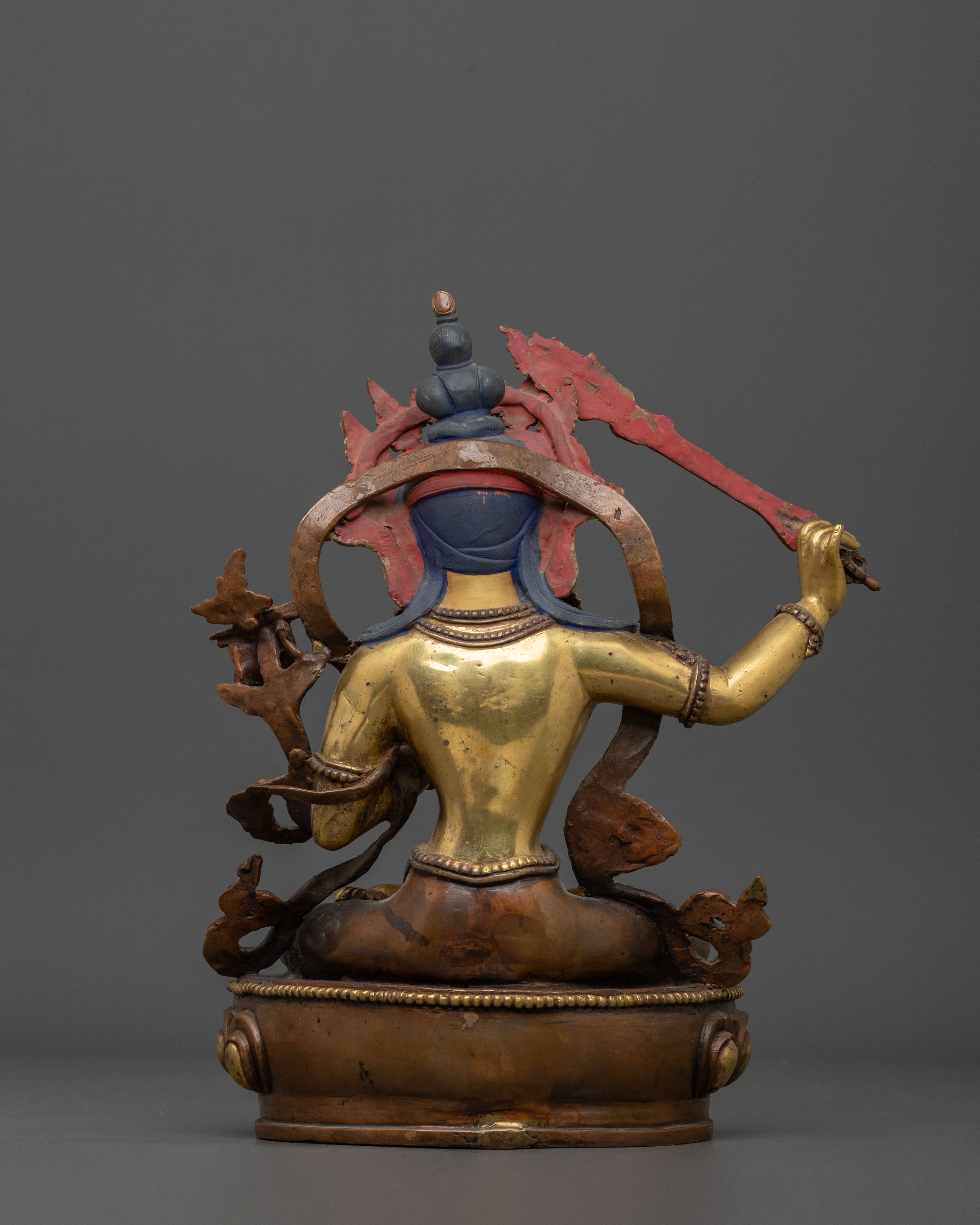 Manjushri Sacred Statue for Altar - 24K Gold Gilded