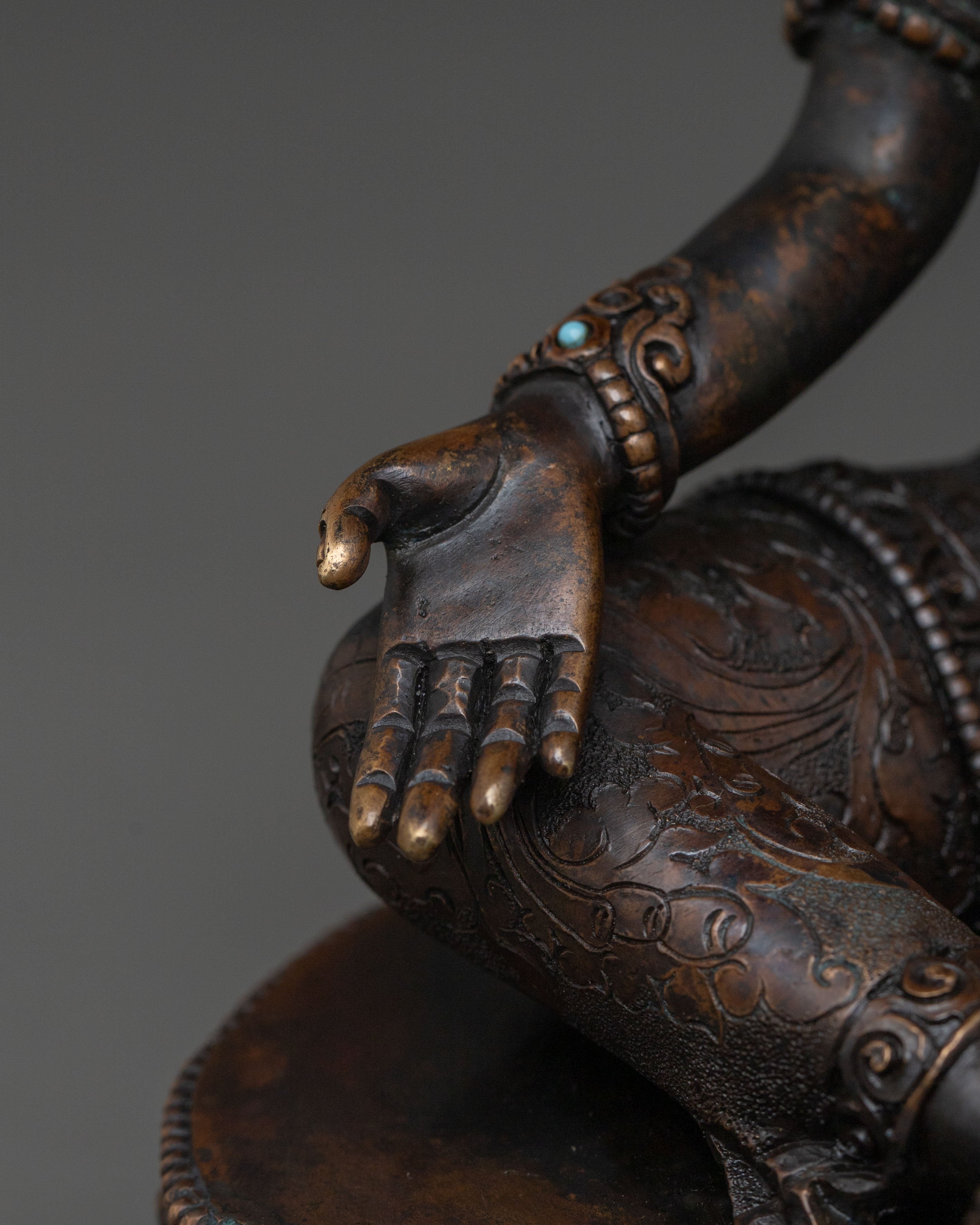Green Tara Sculpture | Oxidized Copper Goddess