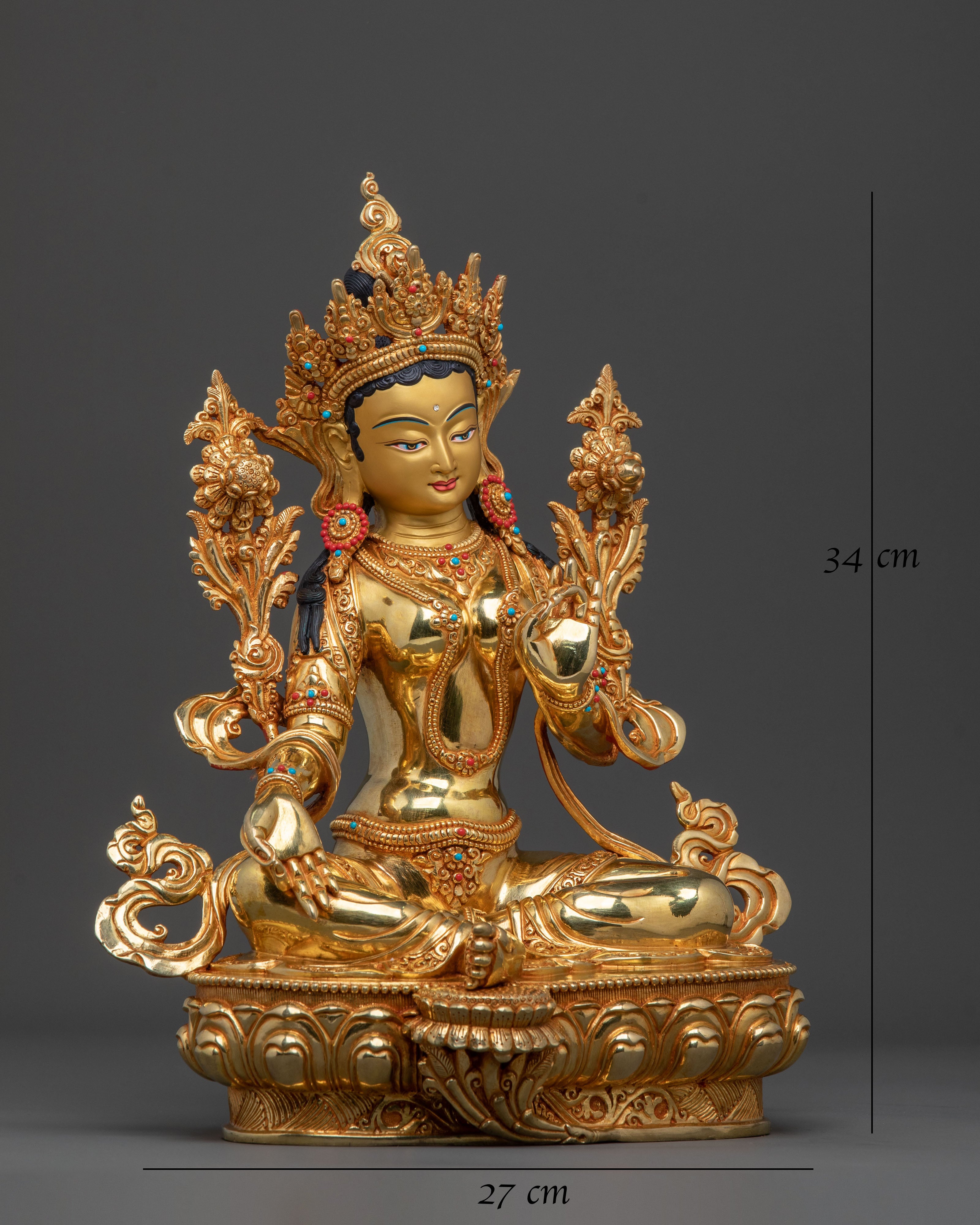 Handmade Green Tara Buddhist Goddess Statue