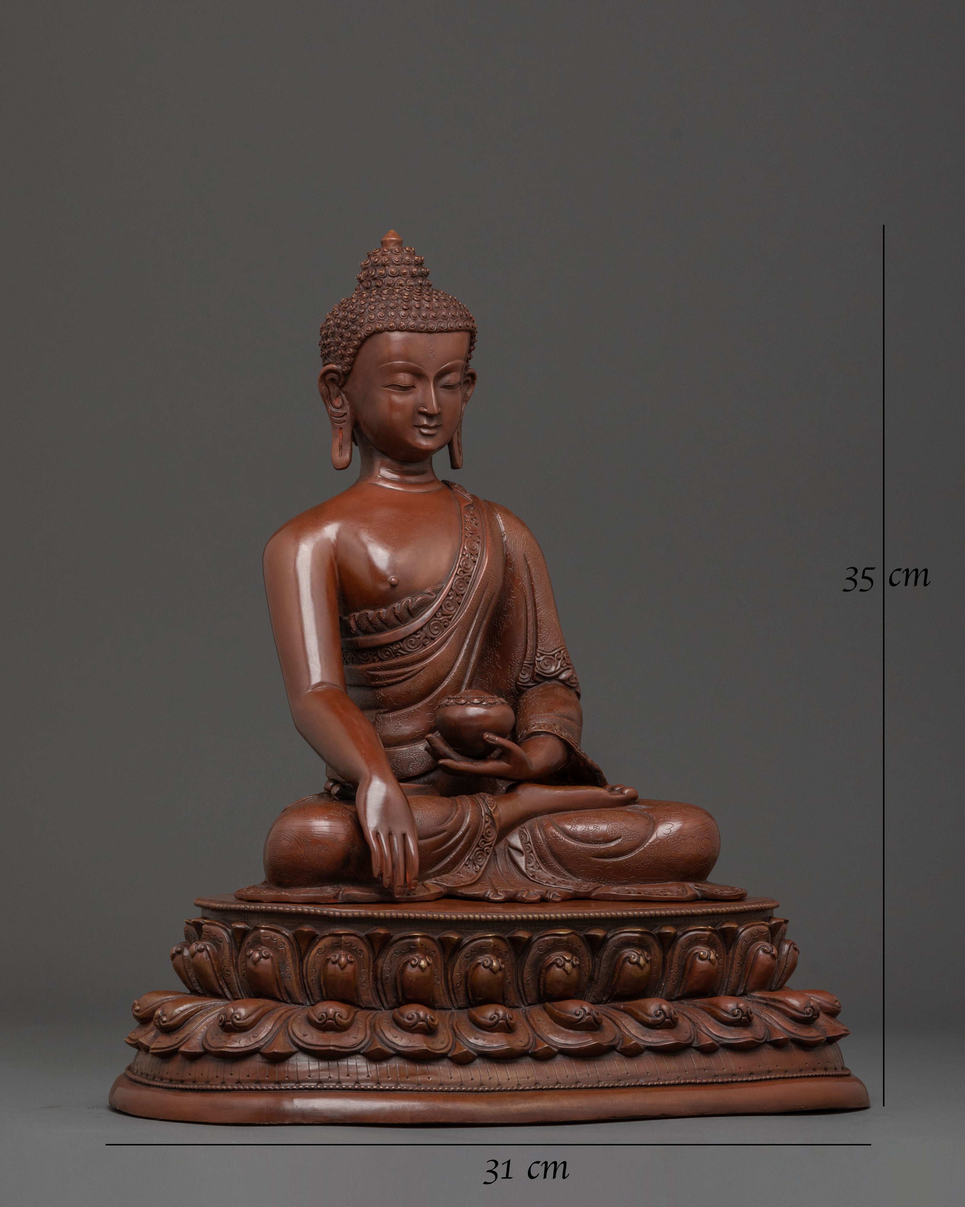 Shakyamuni Buddha Oxidized Copper Statue | Altar Decor