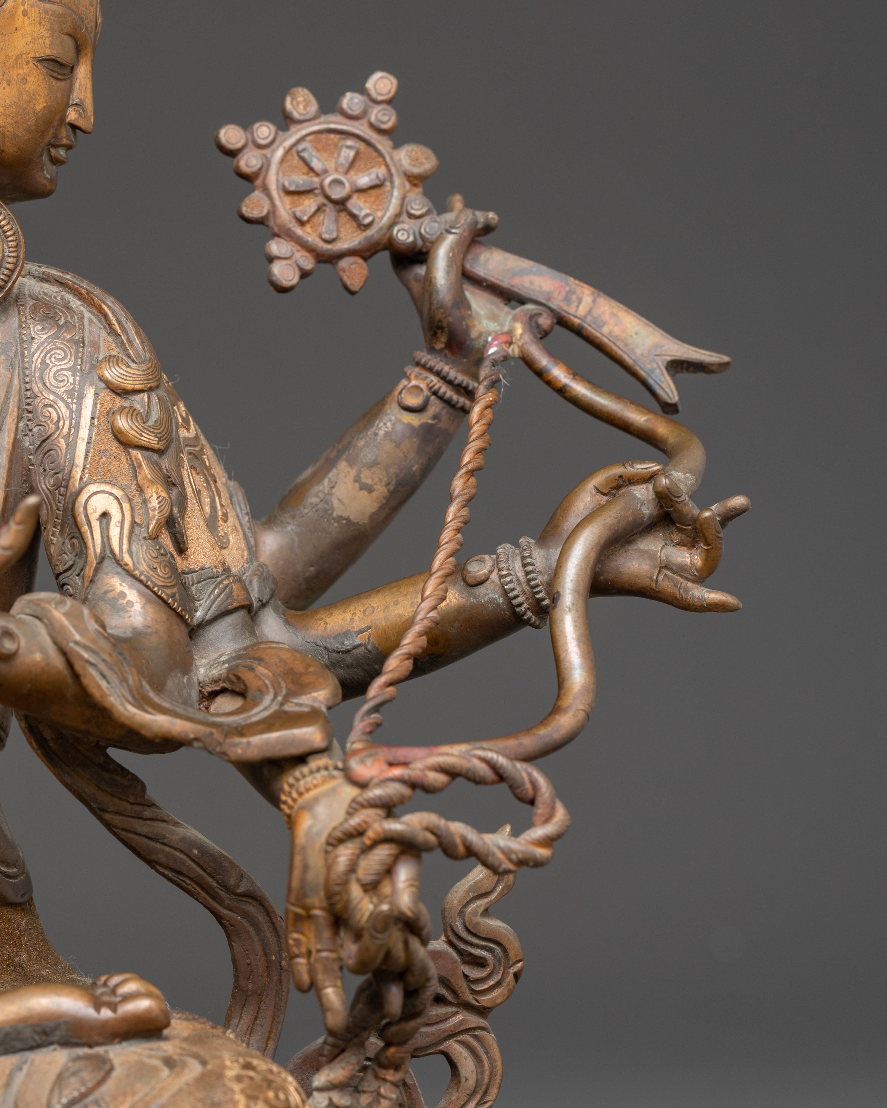 Tibetan Dhoja Devi Deity Statue - Antique Finish Copper