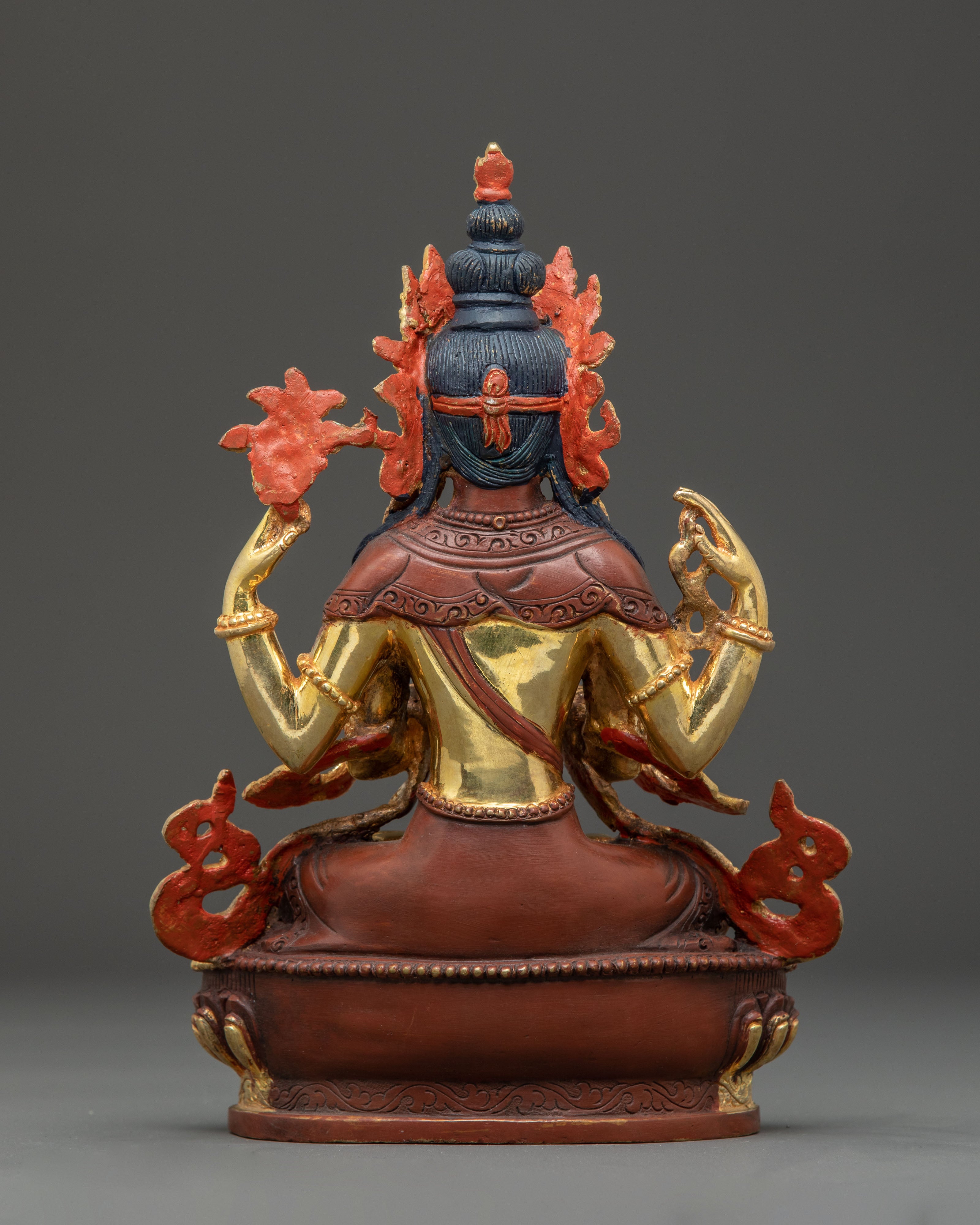 Handcrafted Copper Statue of Chenrezig Bodhisattva | Avalokiteshvara Figurine