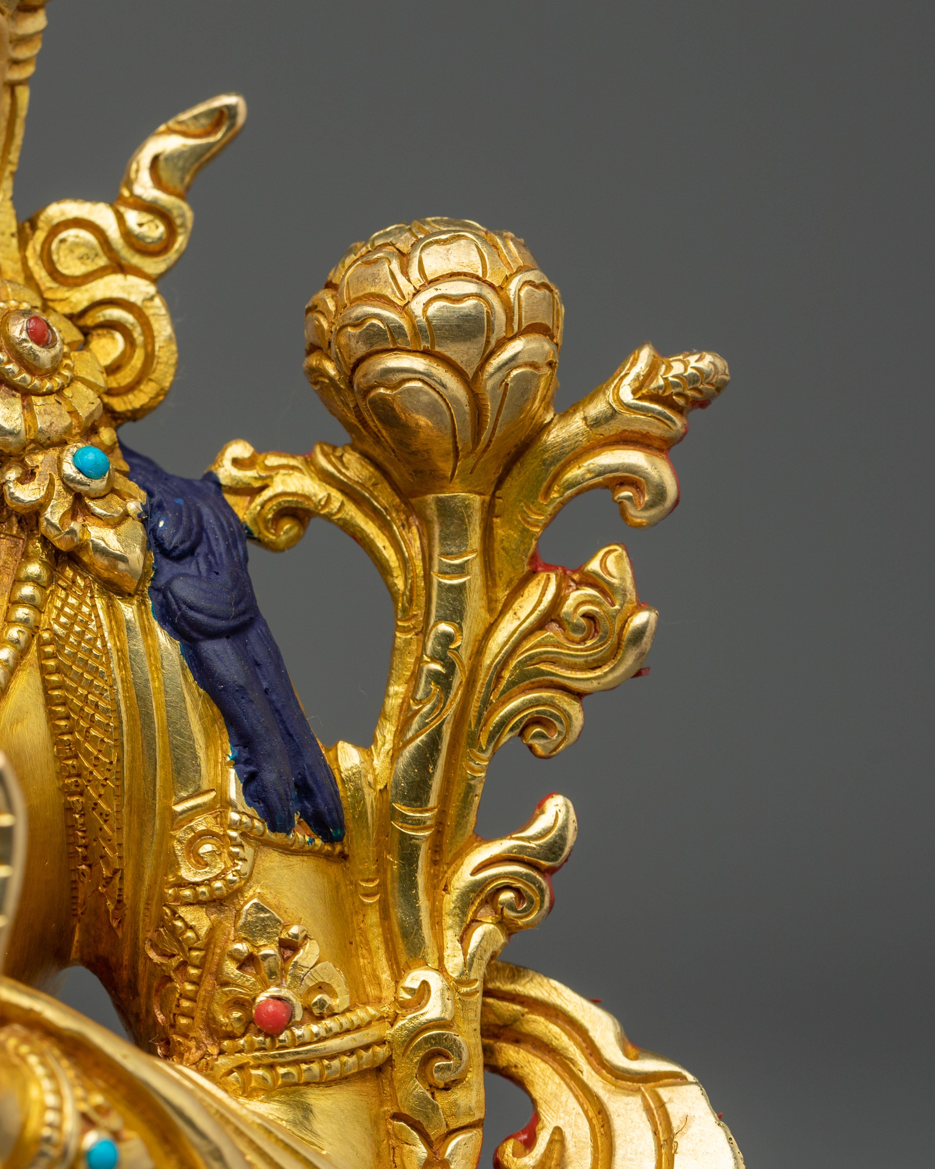 Green Tara Statue: 24K Gold Gilded