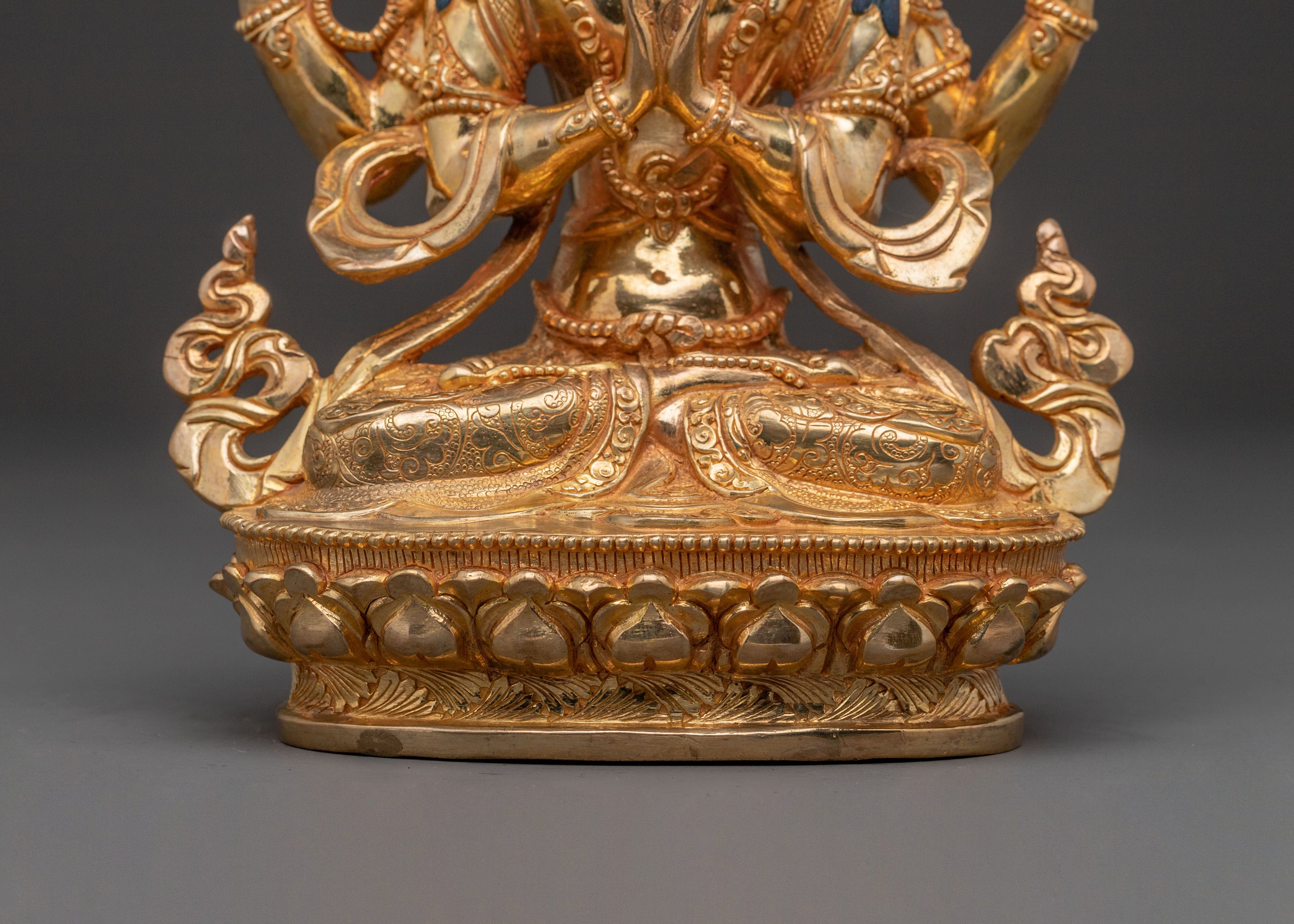 Chenrezig Golden Statue: Eyes of Compassion