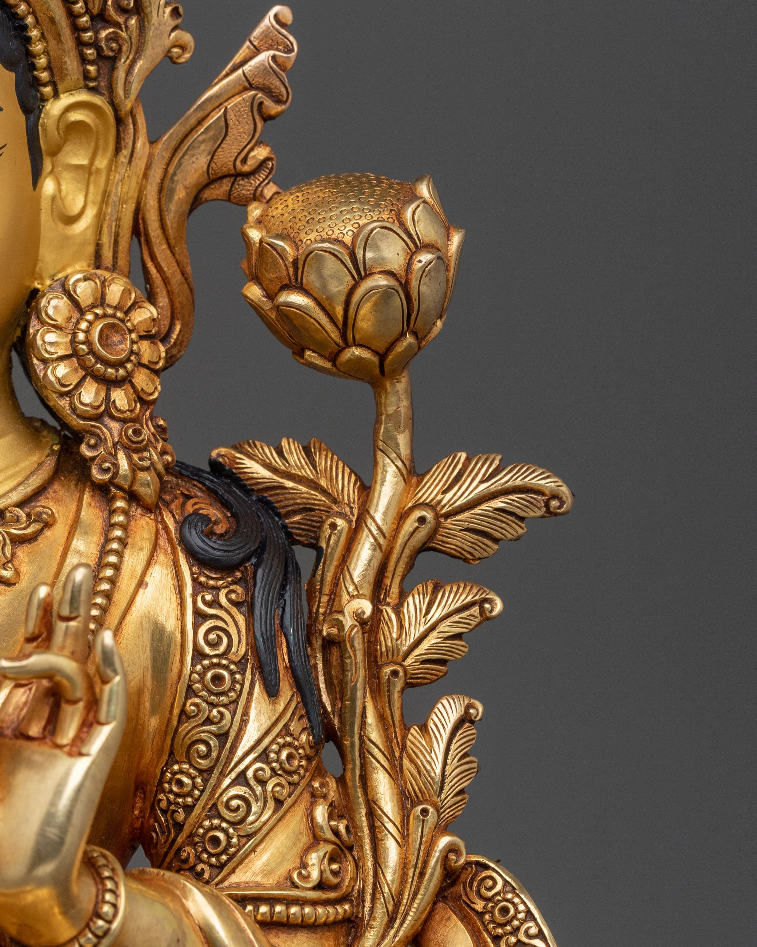 Serene Green Tara Statue | Tibetan Buddhist Goddess