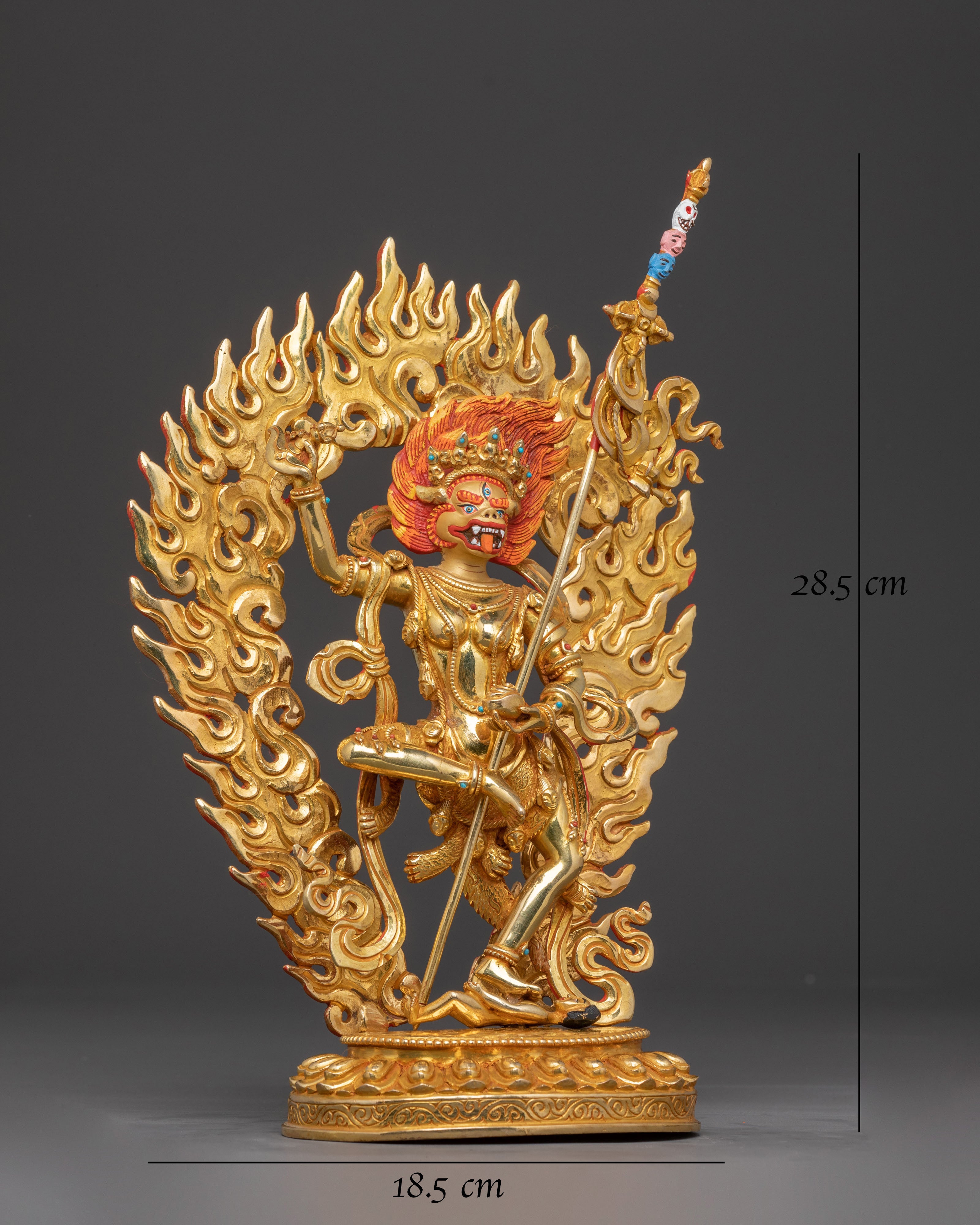 Shimha Mukha Protection Statue | Handcrafted 24K Gold Gilded Artwork