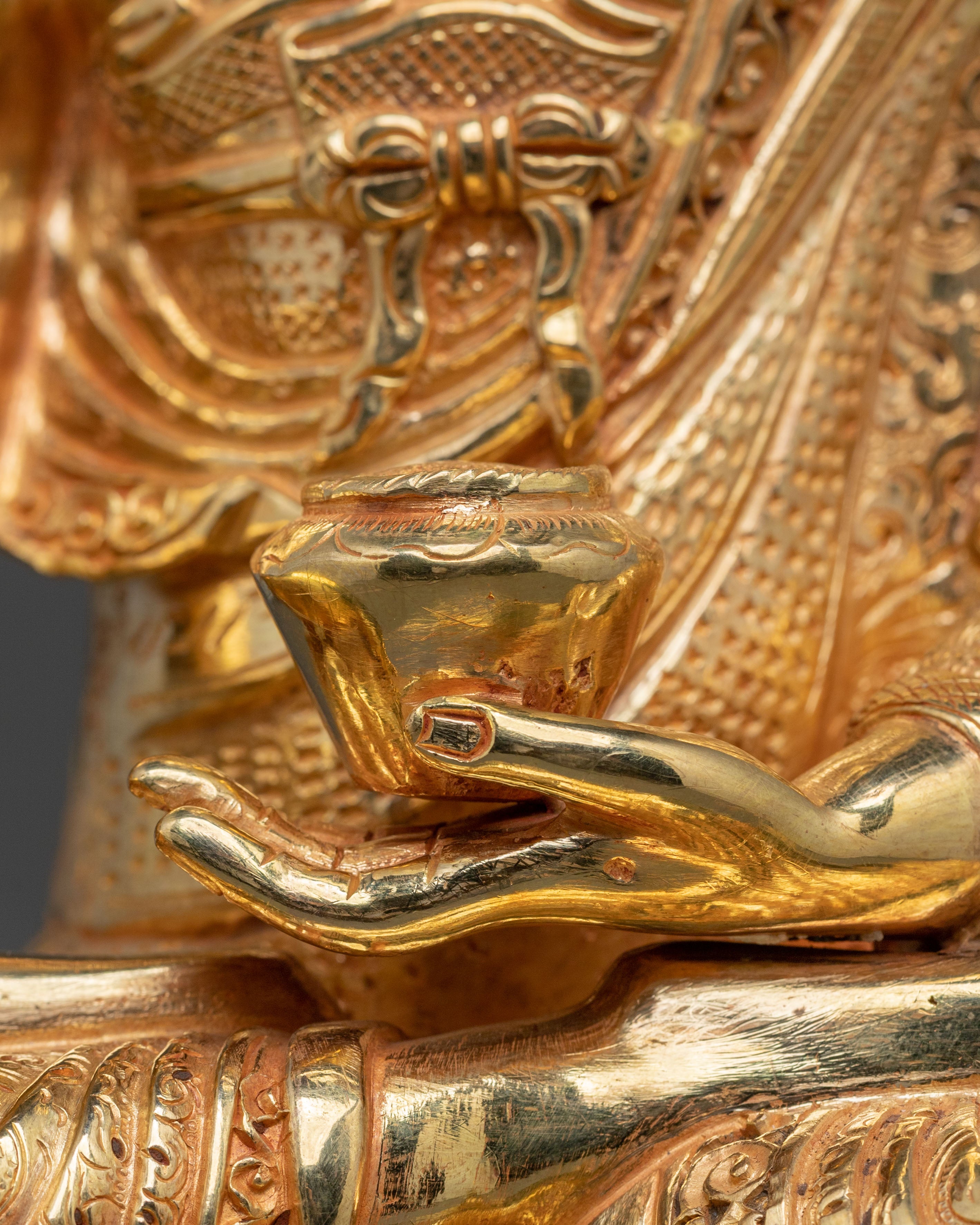 Buddhist Icon Shakyamuni Buddha: 24K Gold Gilded