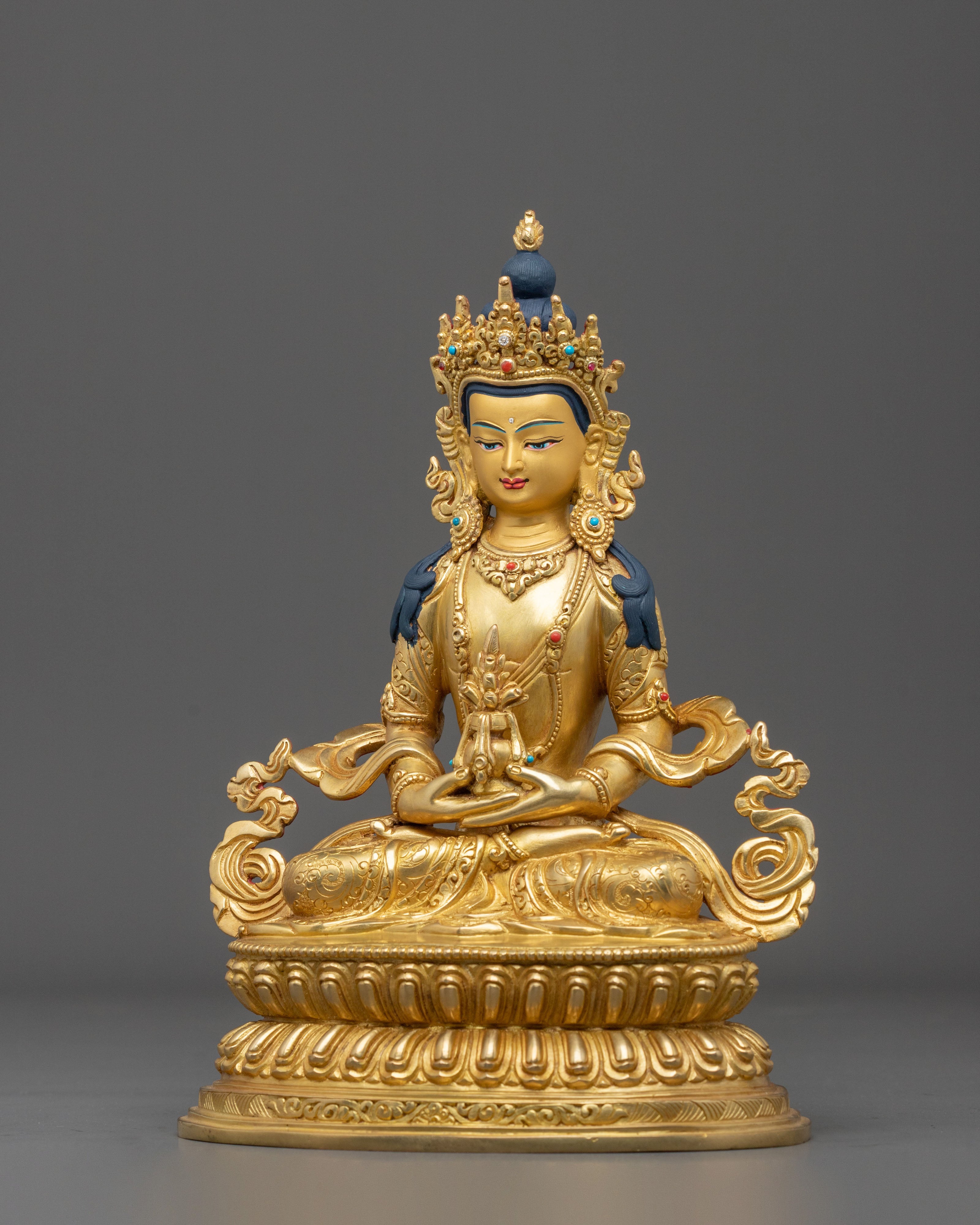 Amitayus Spiritual Figurine | 24K Gold Gilded Sacred Art