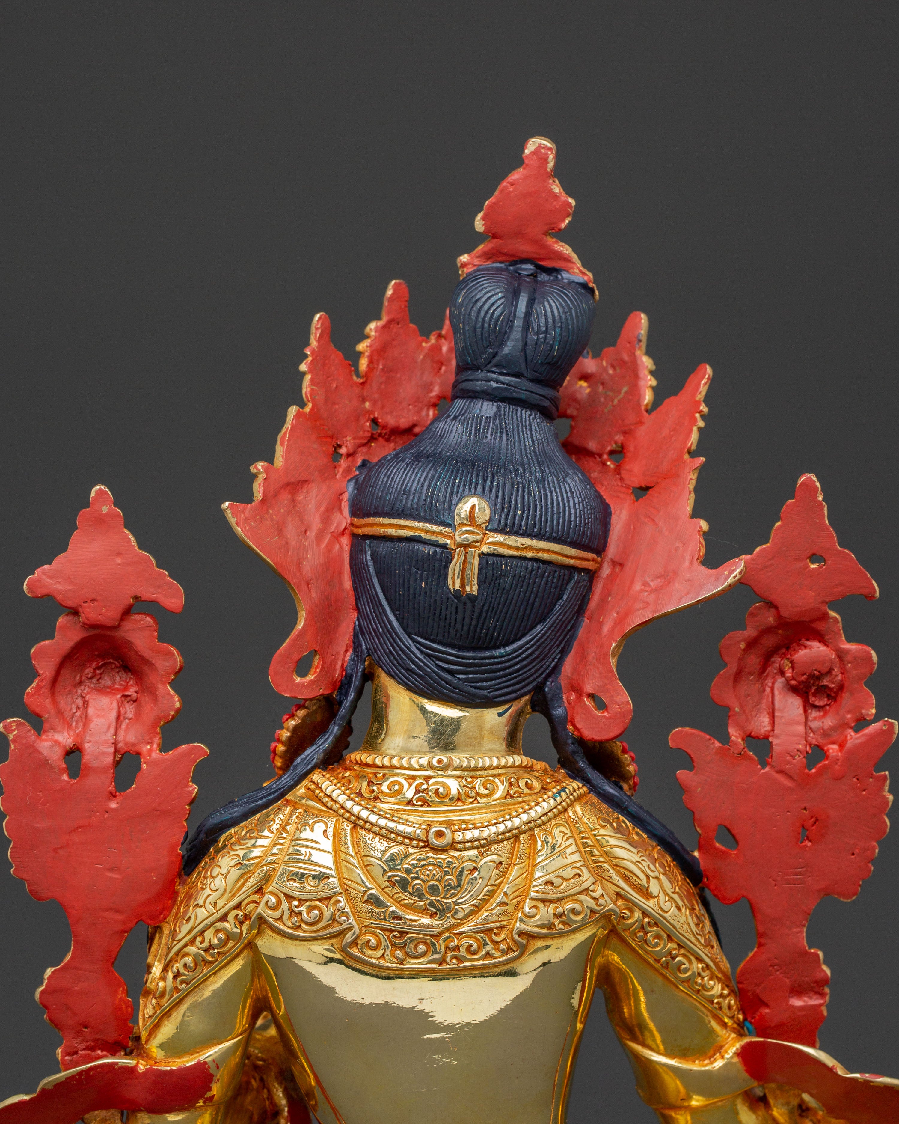 Green Tara 24K Gold Gilded Copper Statue