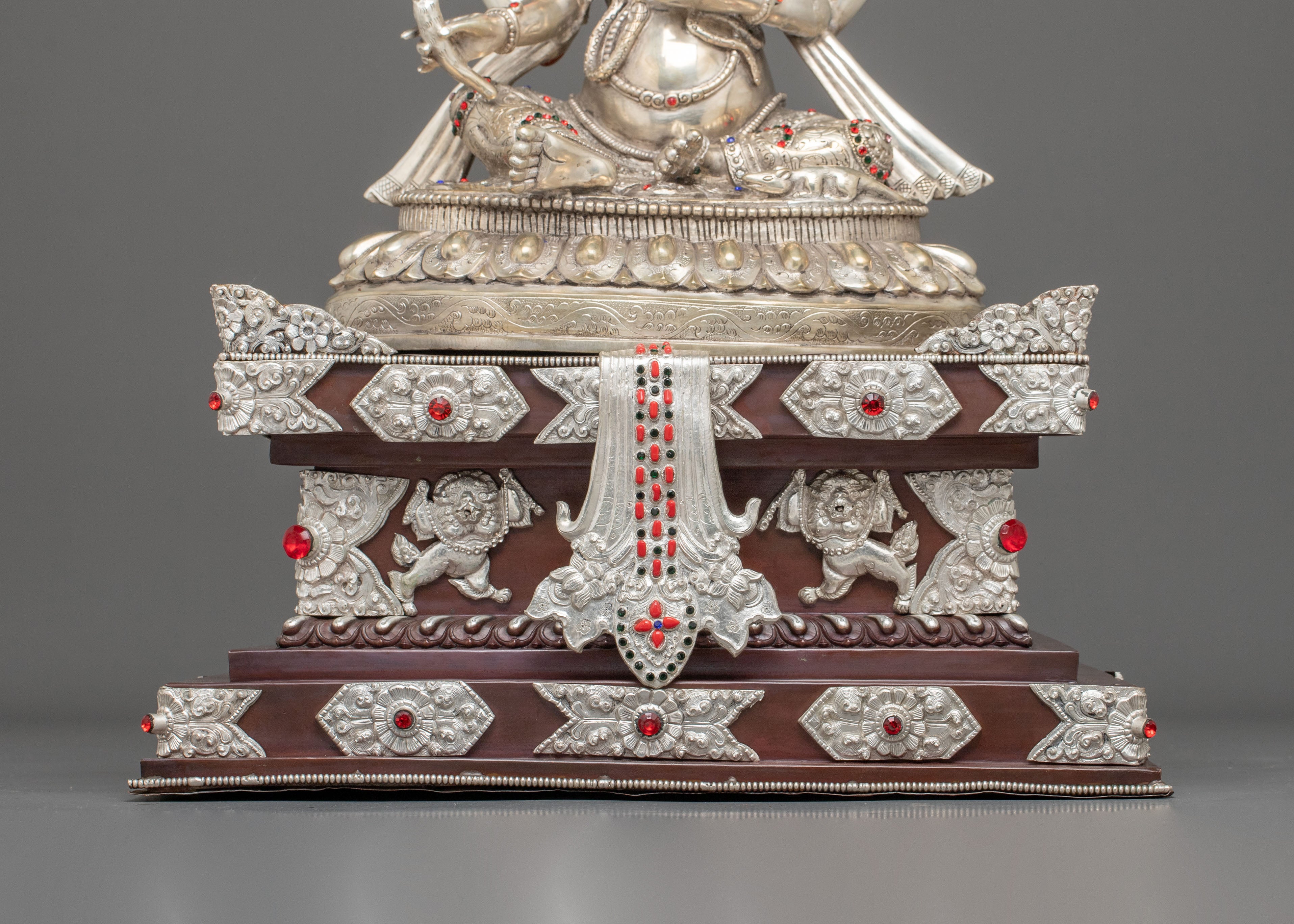 God Ganesh Statue on Throne | Silver Plated Divine Figurine