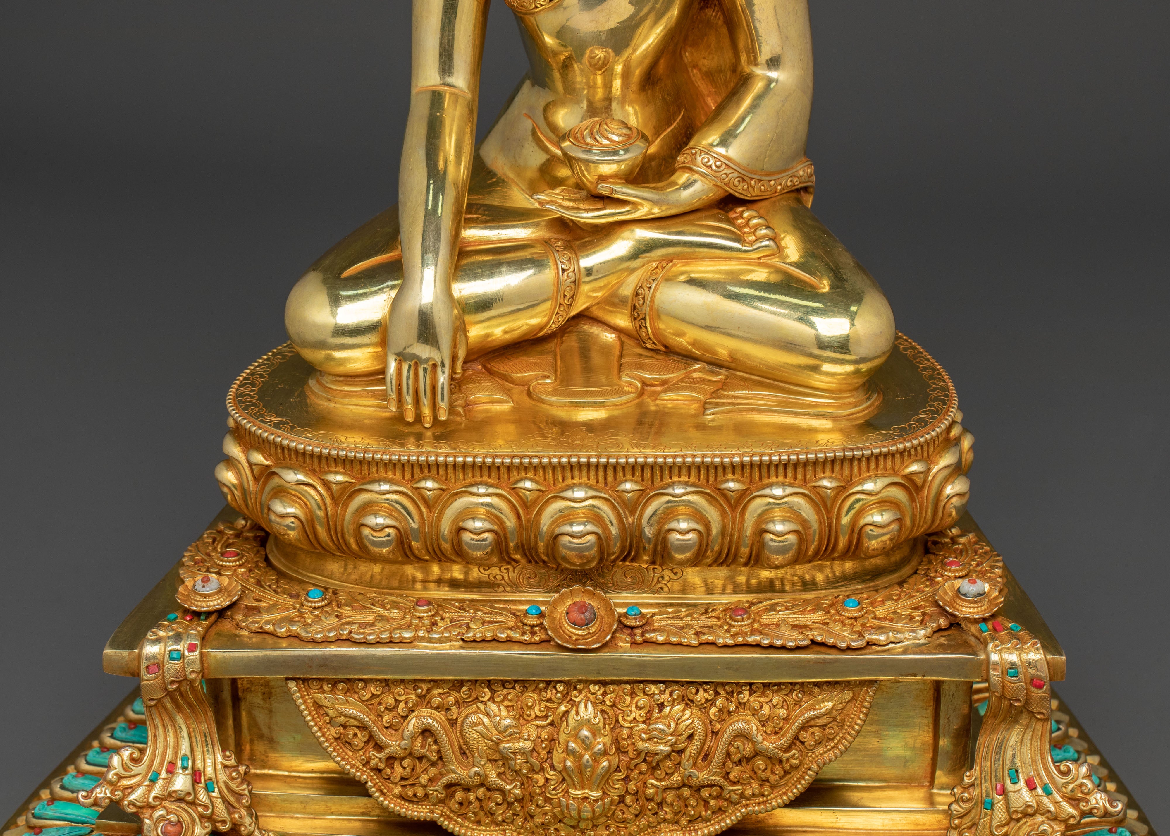 Handcrafted Shakyamuni Buddha Statue with Throne