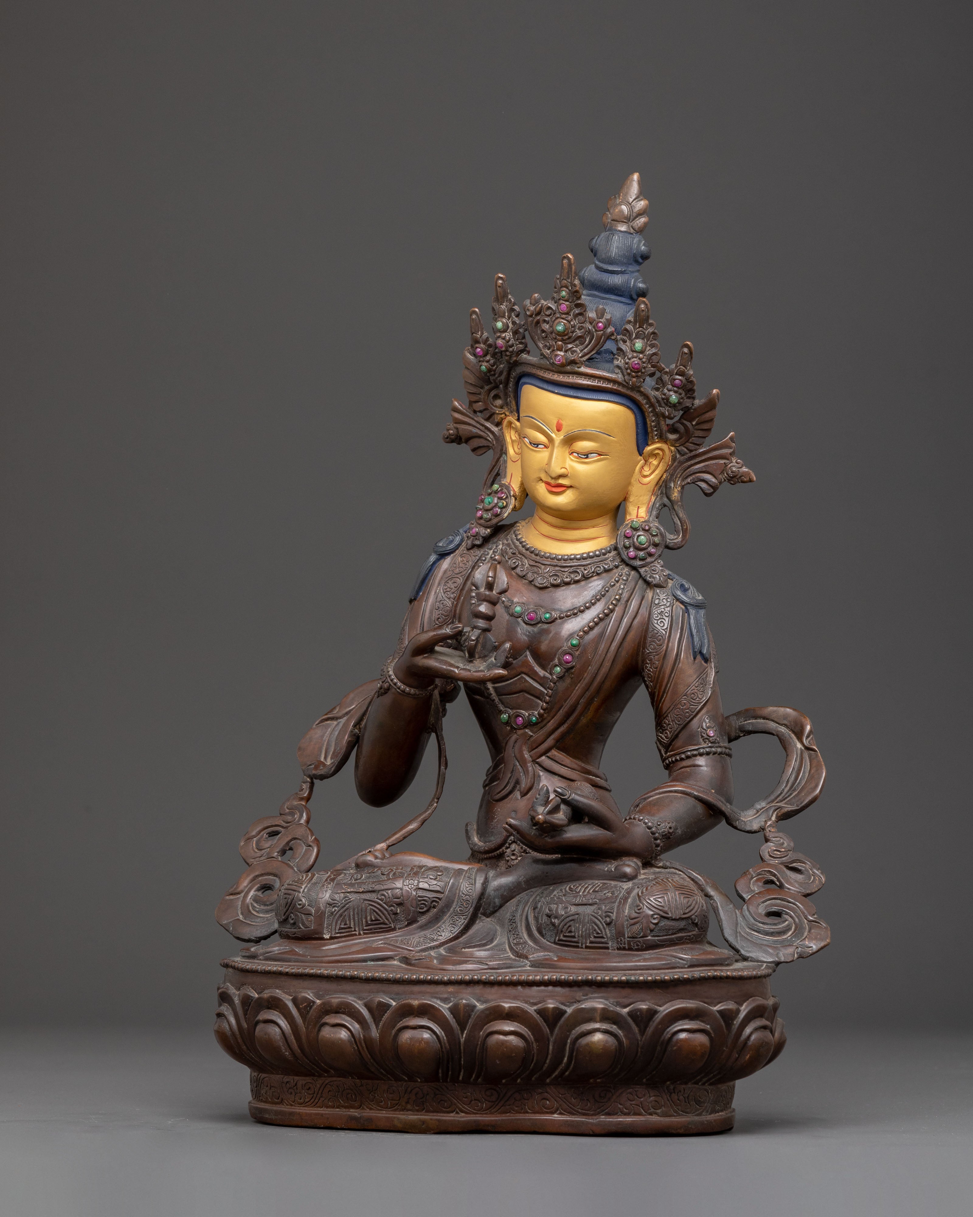 Handmade Vajrasattva Oxidized Copper Statue – Purification Artistry