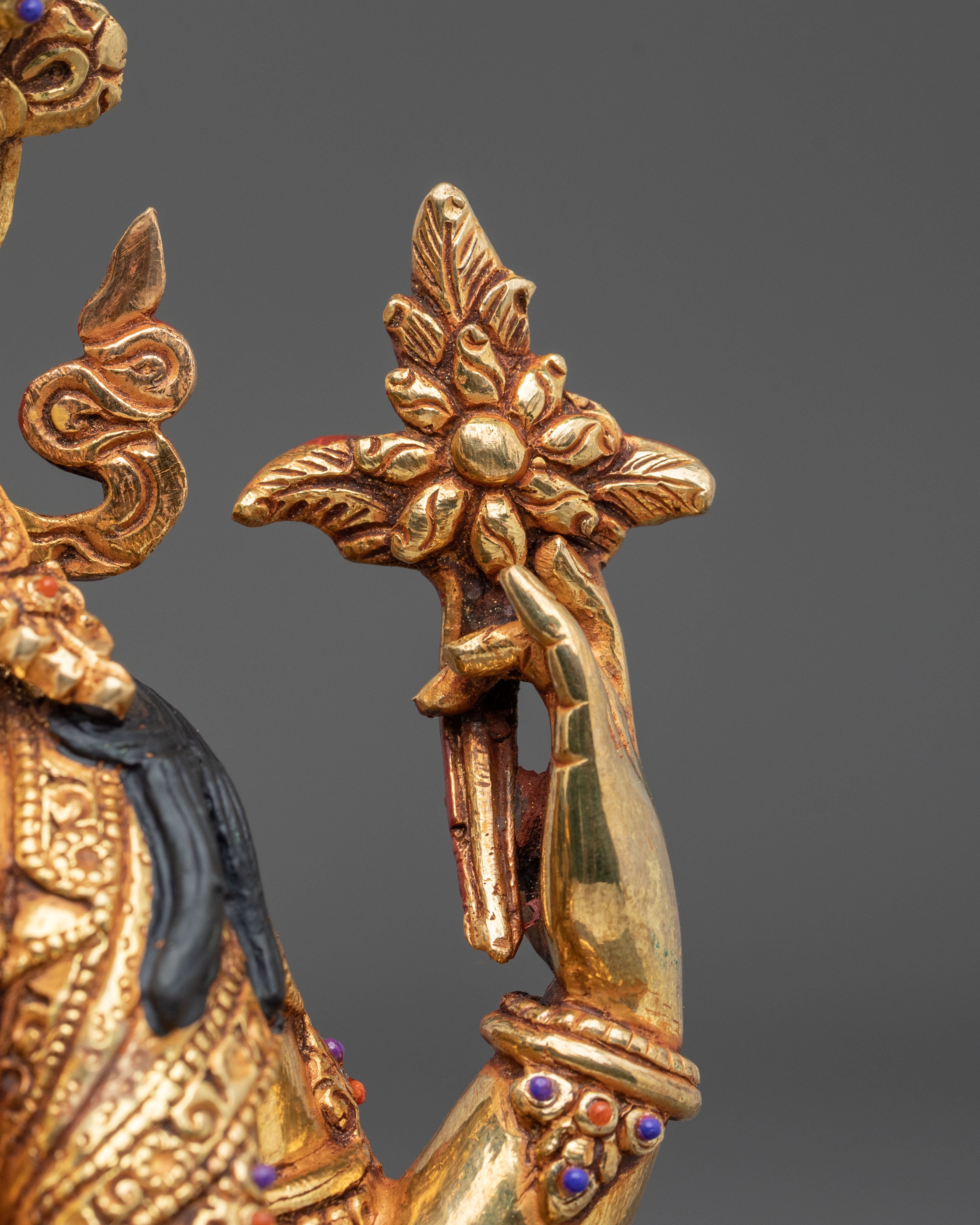 24K Gold-Plated Chenrezig Statue | Exquisite Copper Figurine