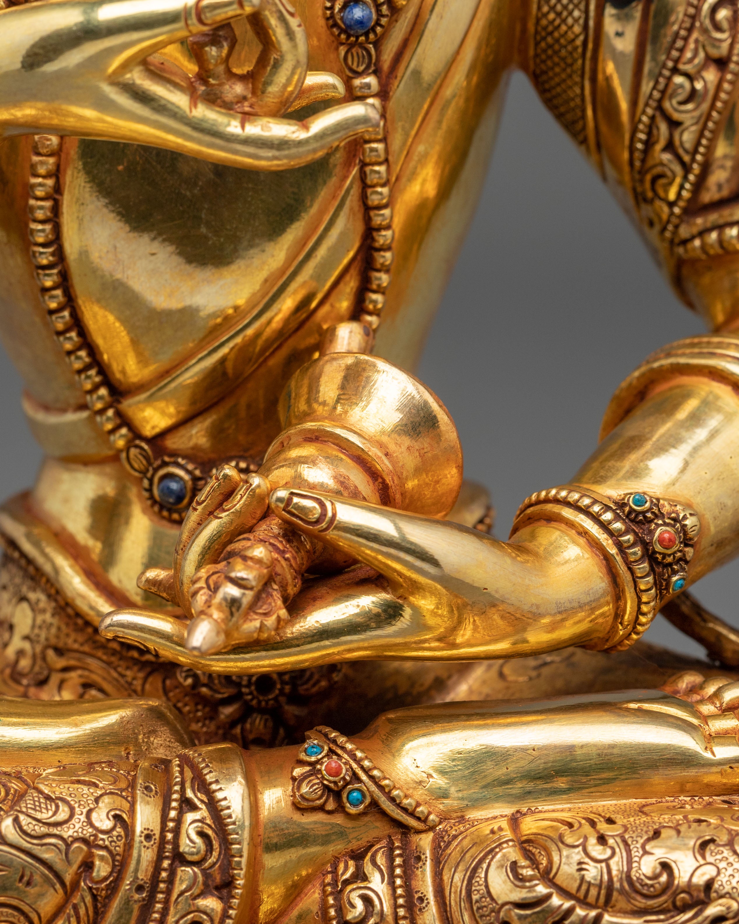 Vajrasattva Sculpture | 24K Gold Gilded Deity Figurine