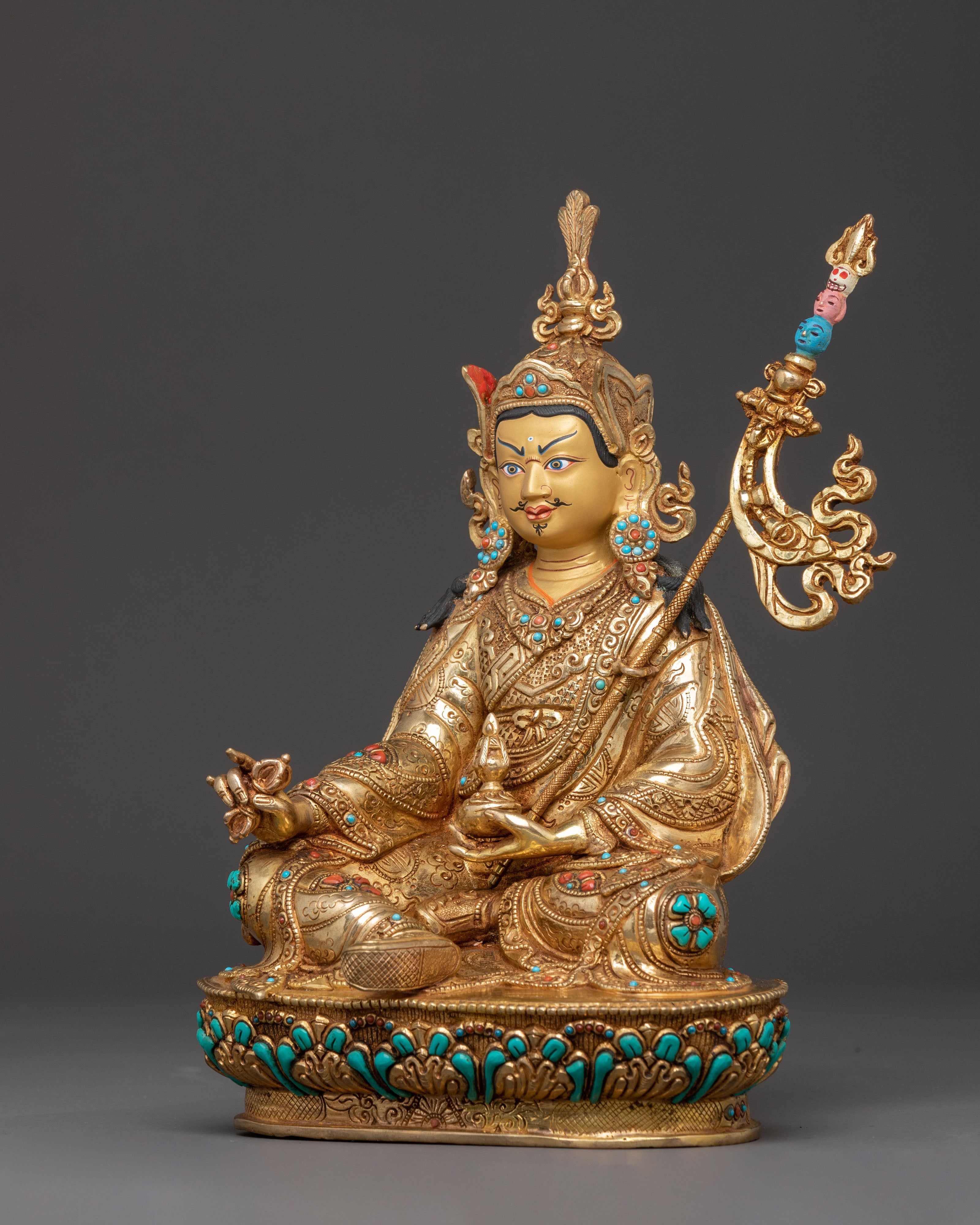 Guru Rinpoche Blessing Statue | Handcrafted 24K Gold Gilded