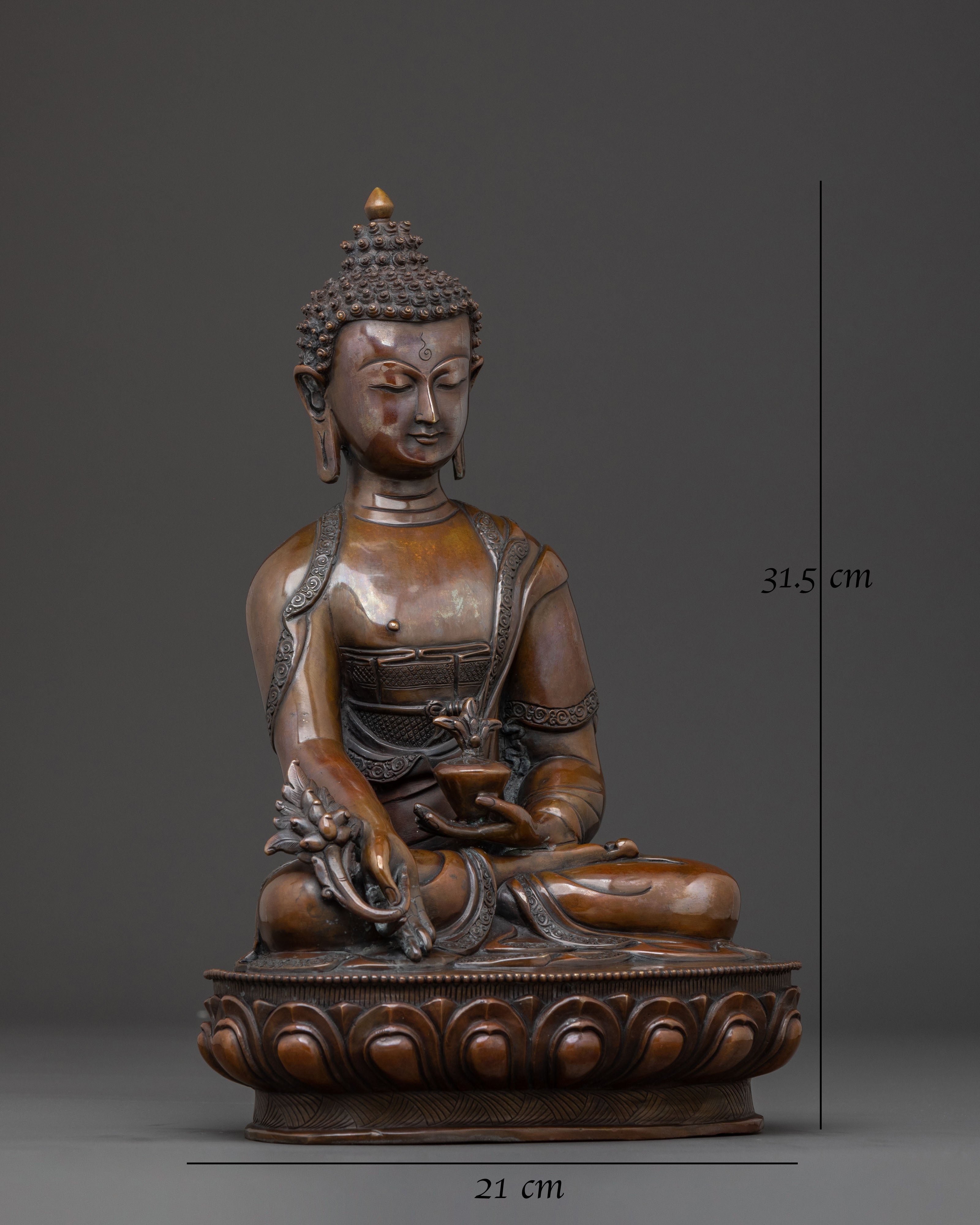 Medicine Buddha Spiritual Sculpture: Altar Decor