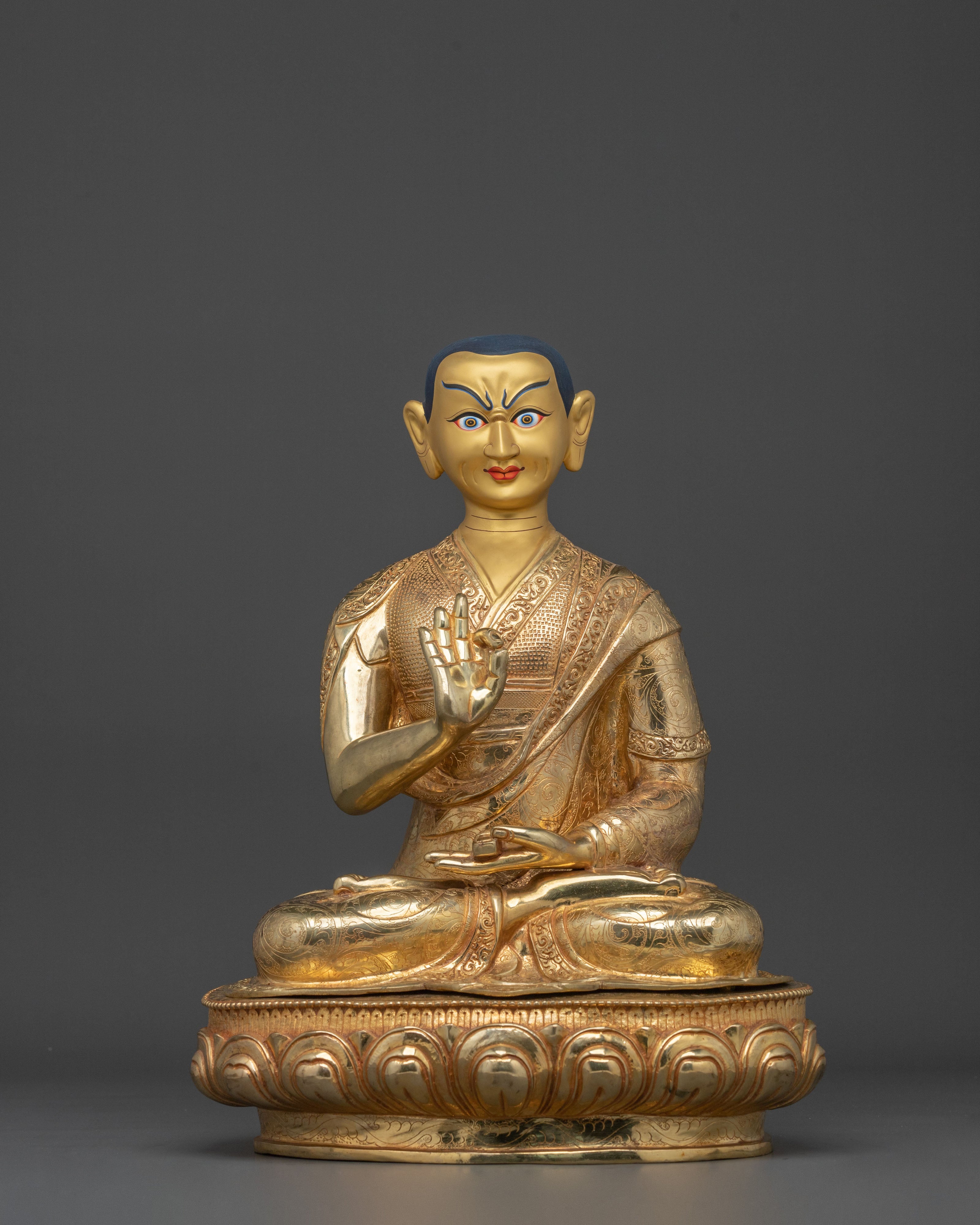 Tsongkhapa with Disciples Golden Statue Set | Buddhist Sculpture for Wisdom