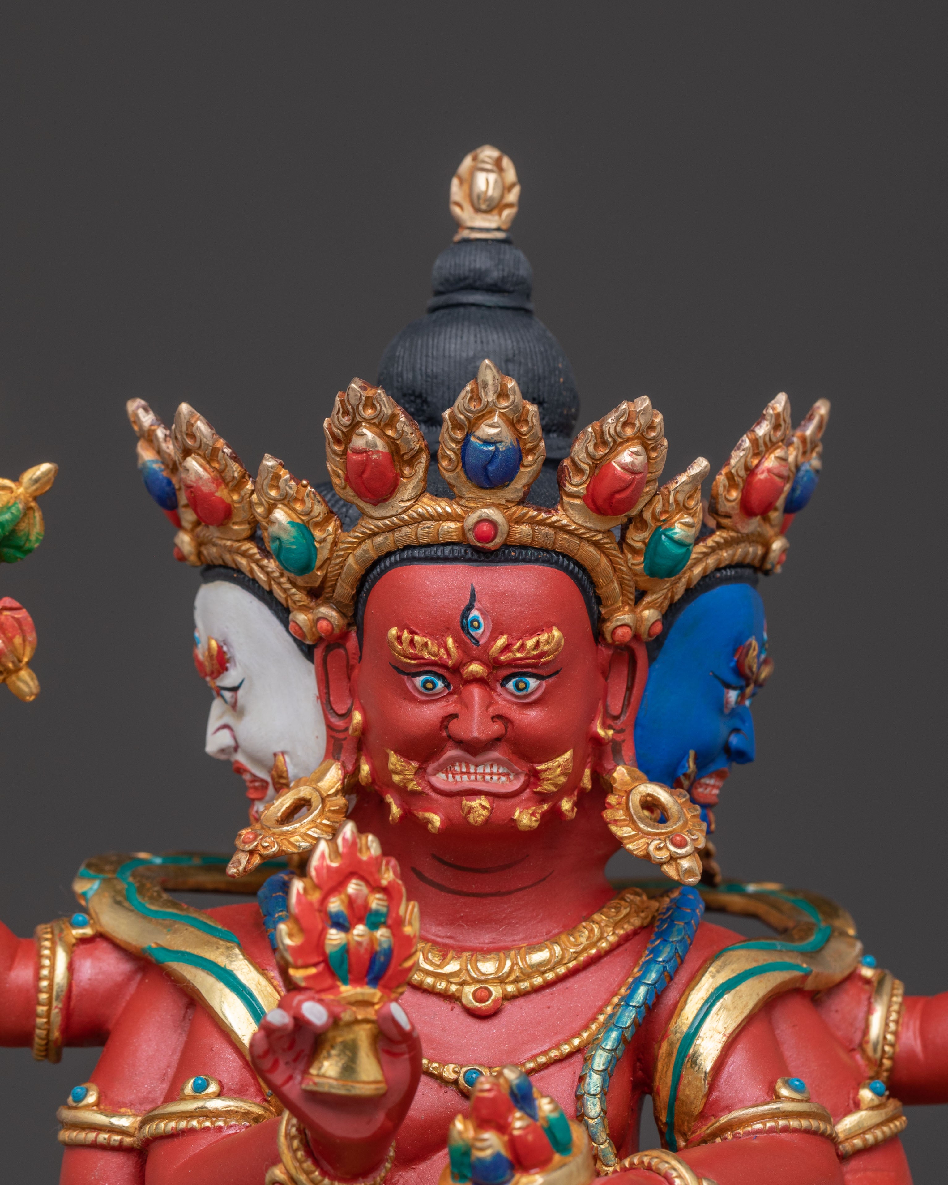 Red Dzambhala Spiritual Statue: Himalayan Handcrafted Artwork