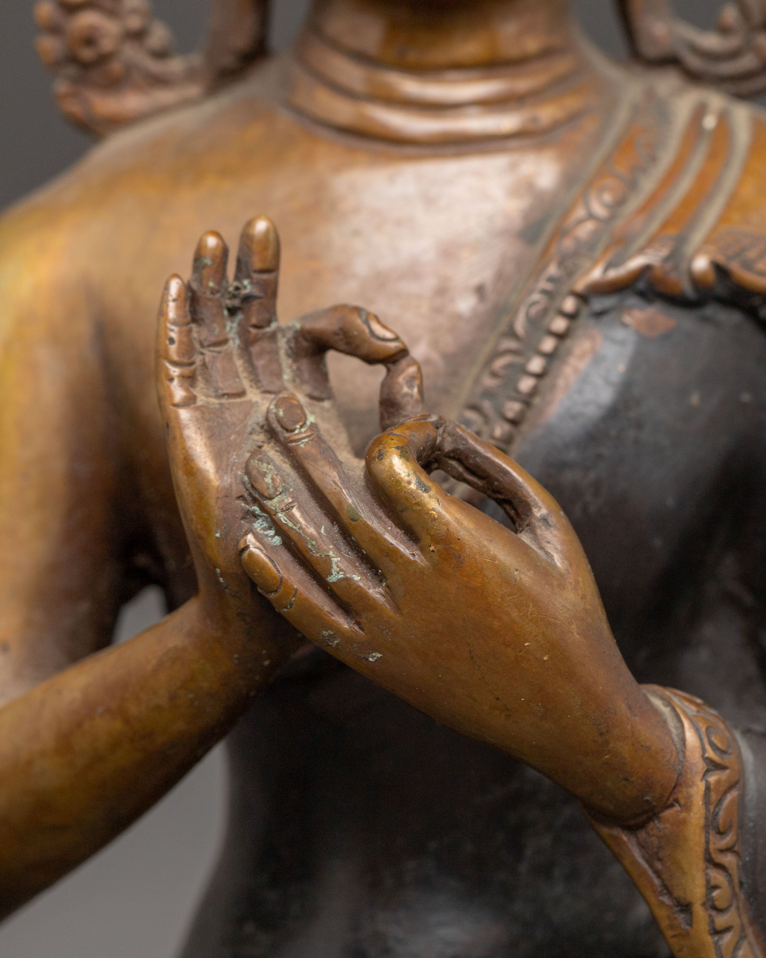 Handcrafted Vairocana Oxidized Copper Statue | Perfect for Meditation