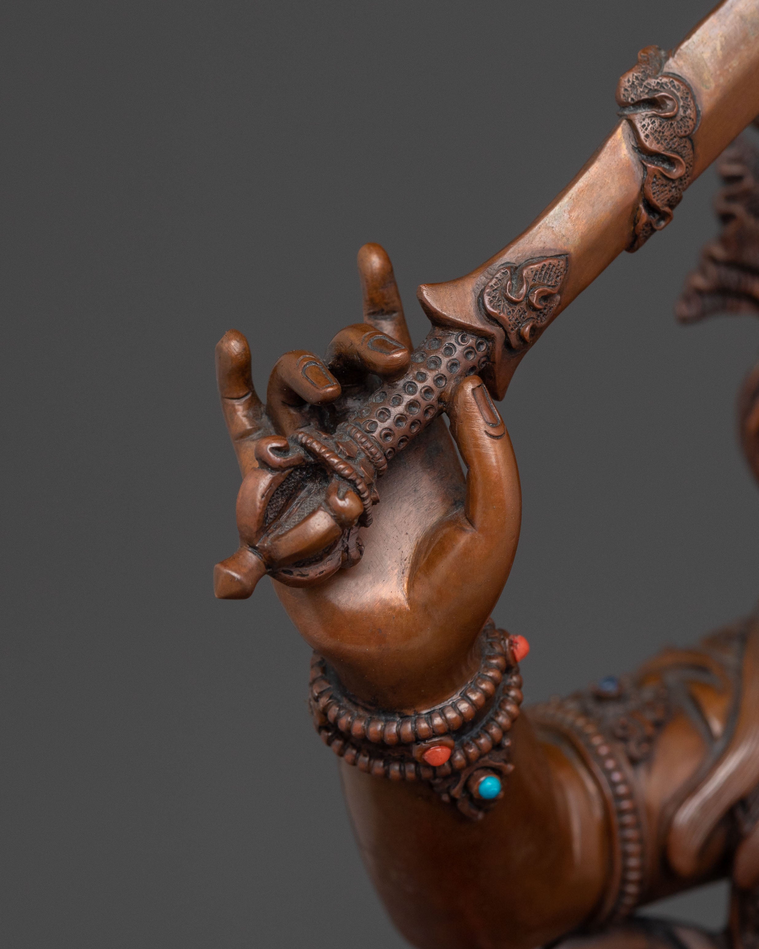 Manjushri Sculpture on Throne | Wisdom Deity with Flaming Sword