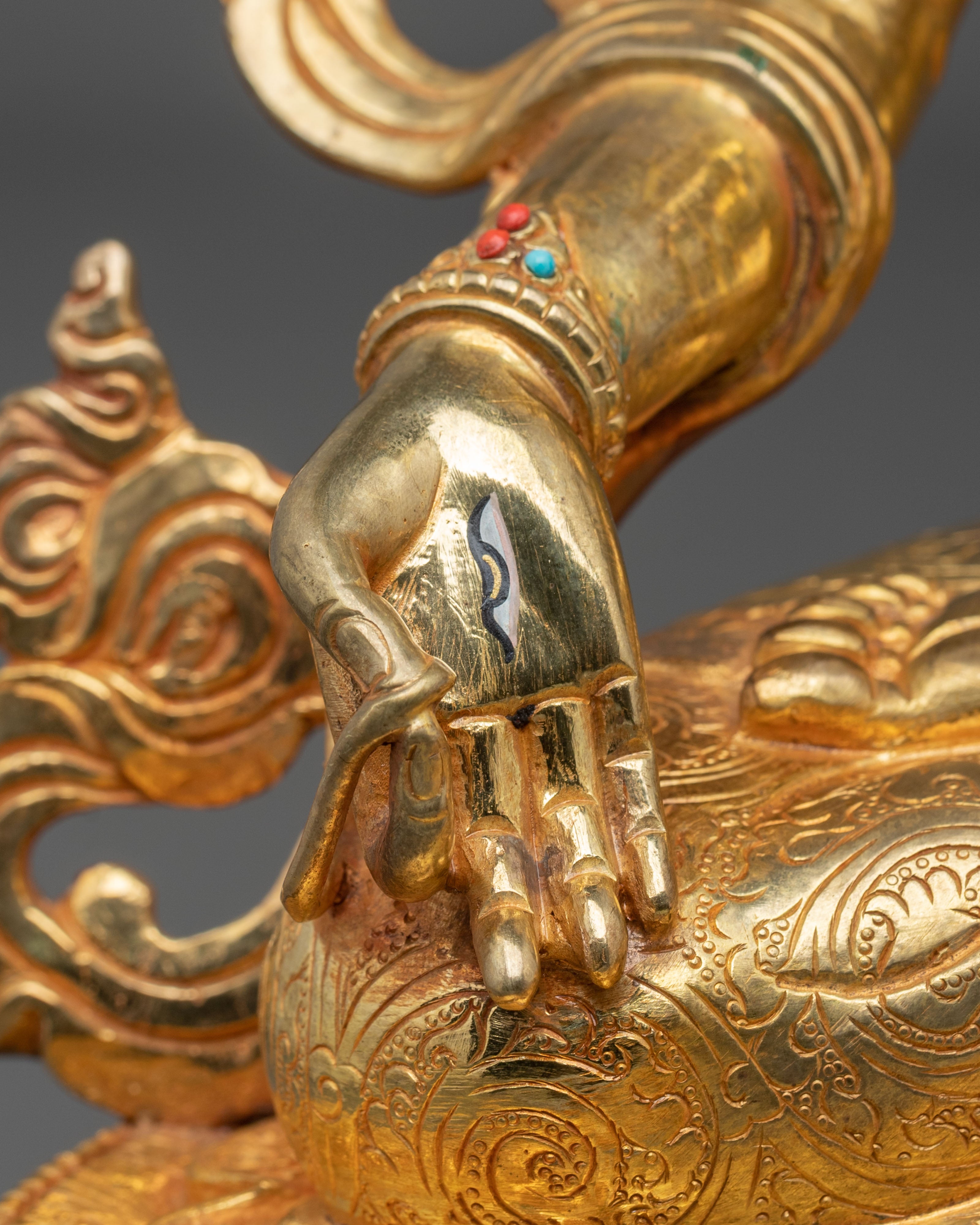 White Tara Statue Adorned with Gemstones