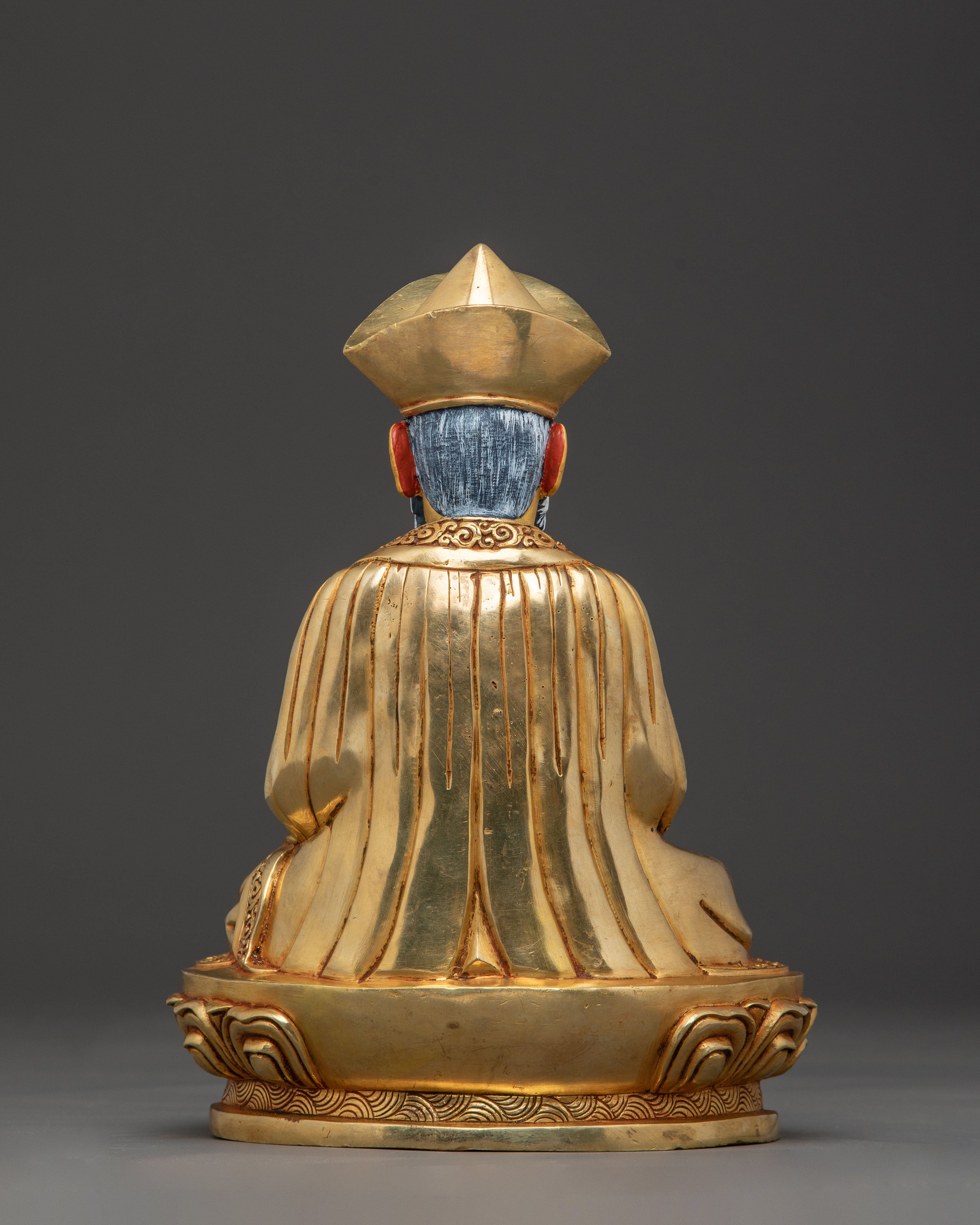 Handcrafted Guru Shapdum Sacred Statue – Radiant 24K Gold Gilded Copper