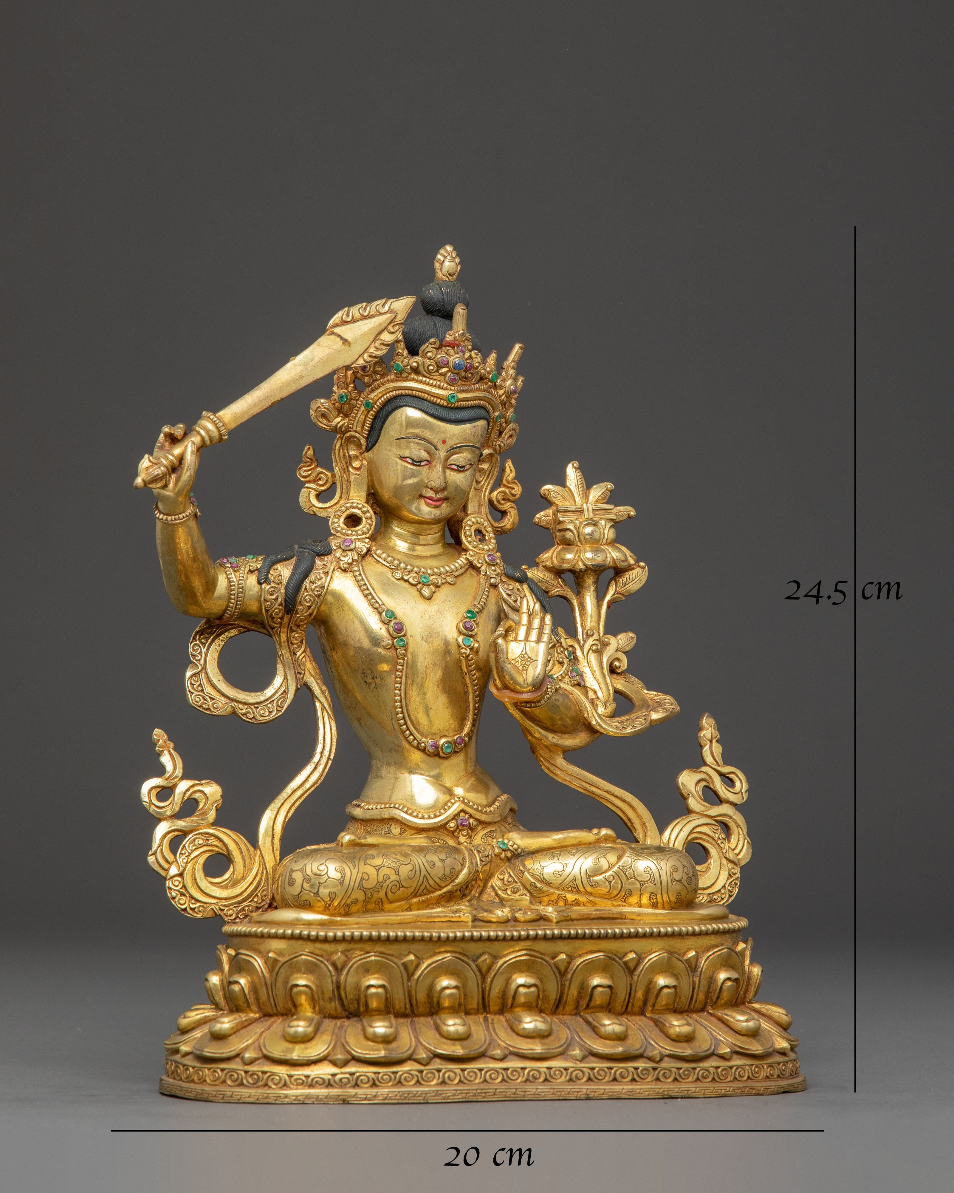 Handmade Manjushri Copper Body Statue 