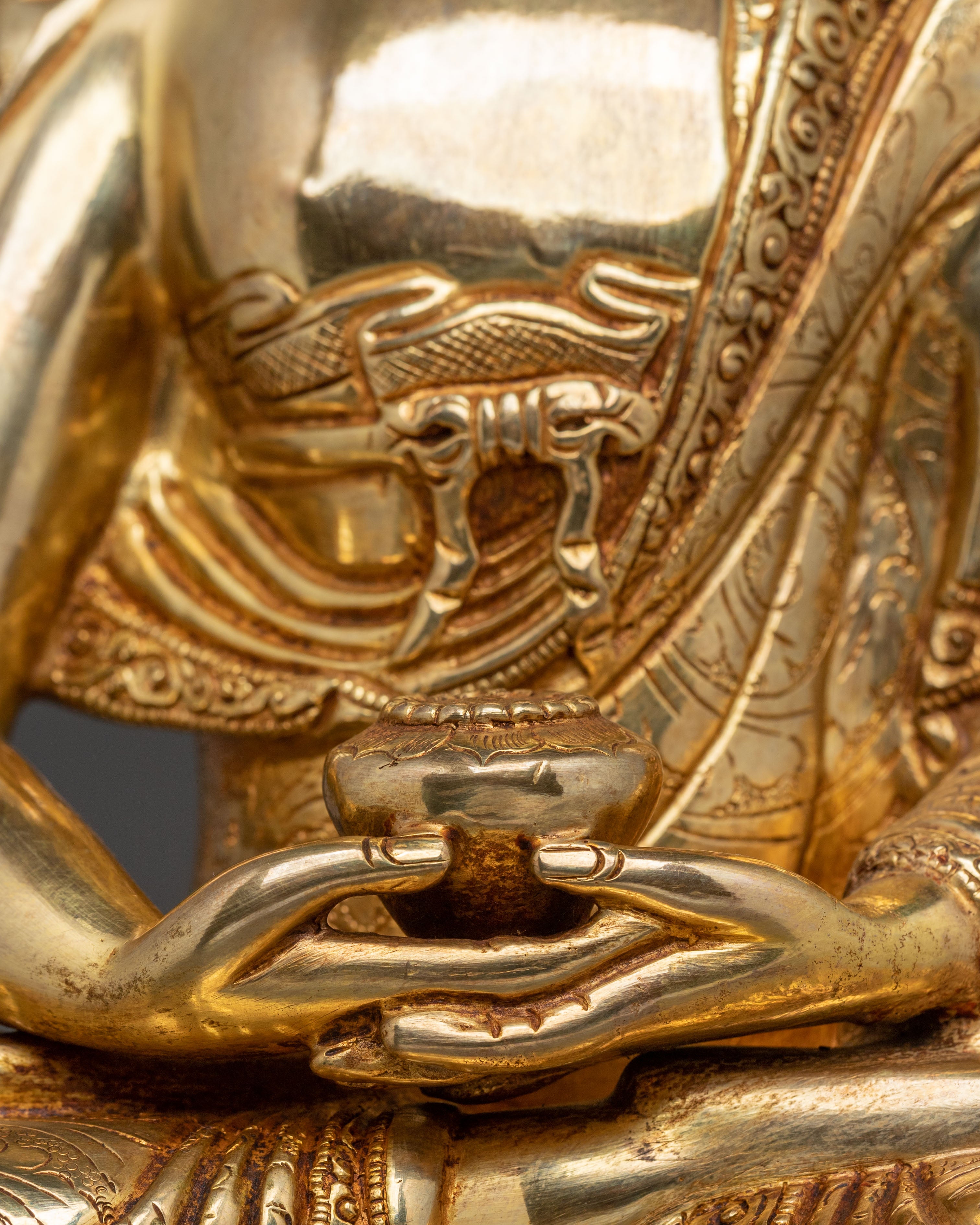 Amitabha 24k Gold Gilded Statue: Radiant Compassion