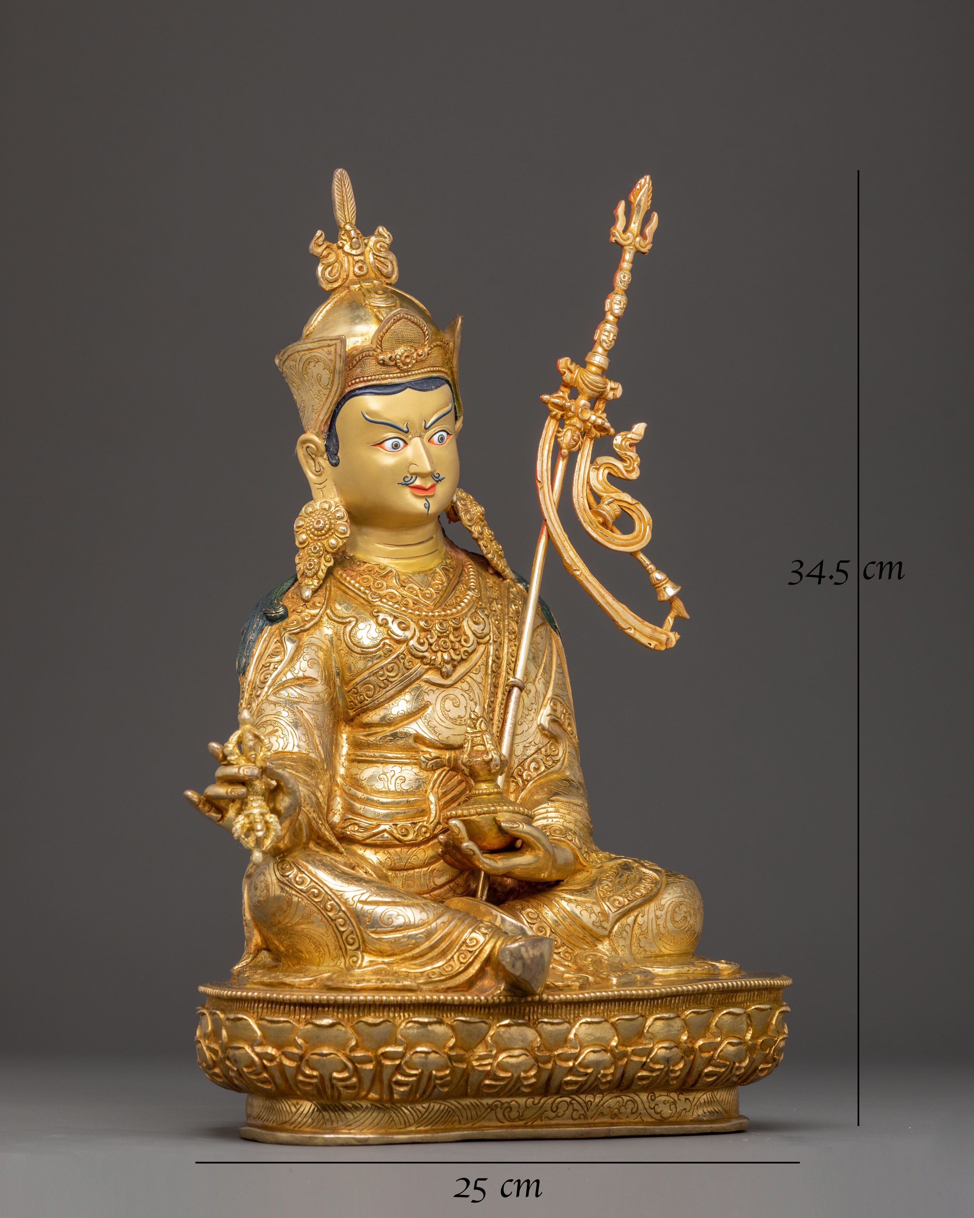 Golden Guru Rinpoche Handcrafted Statue 