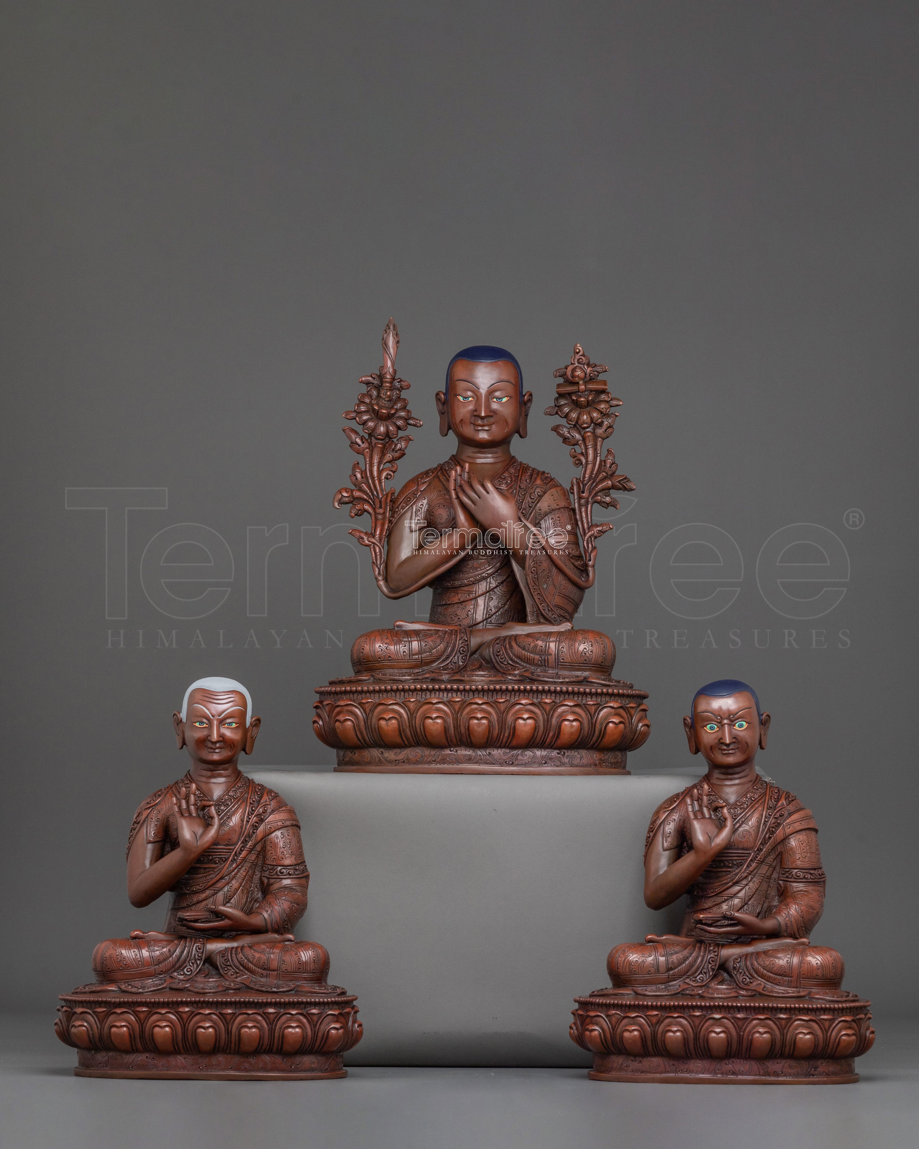 Tsongkhapa Sacred Sculpture with Disciples | Tibetan Buddhist Statue