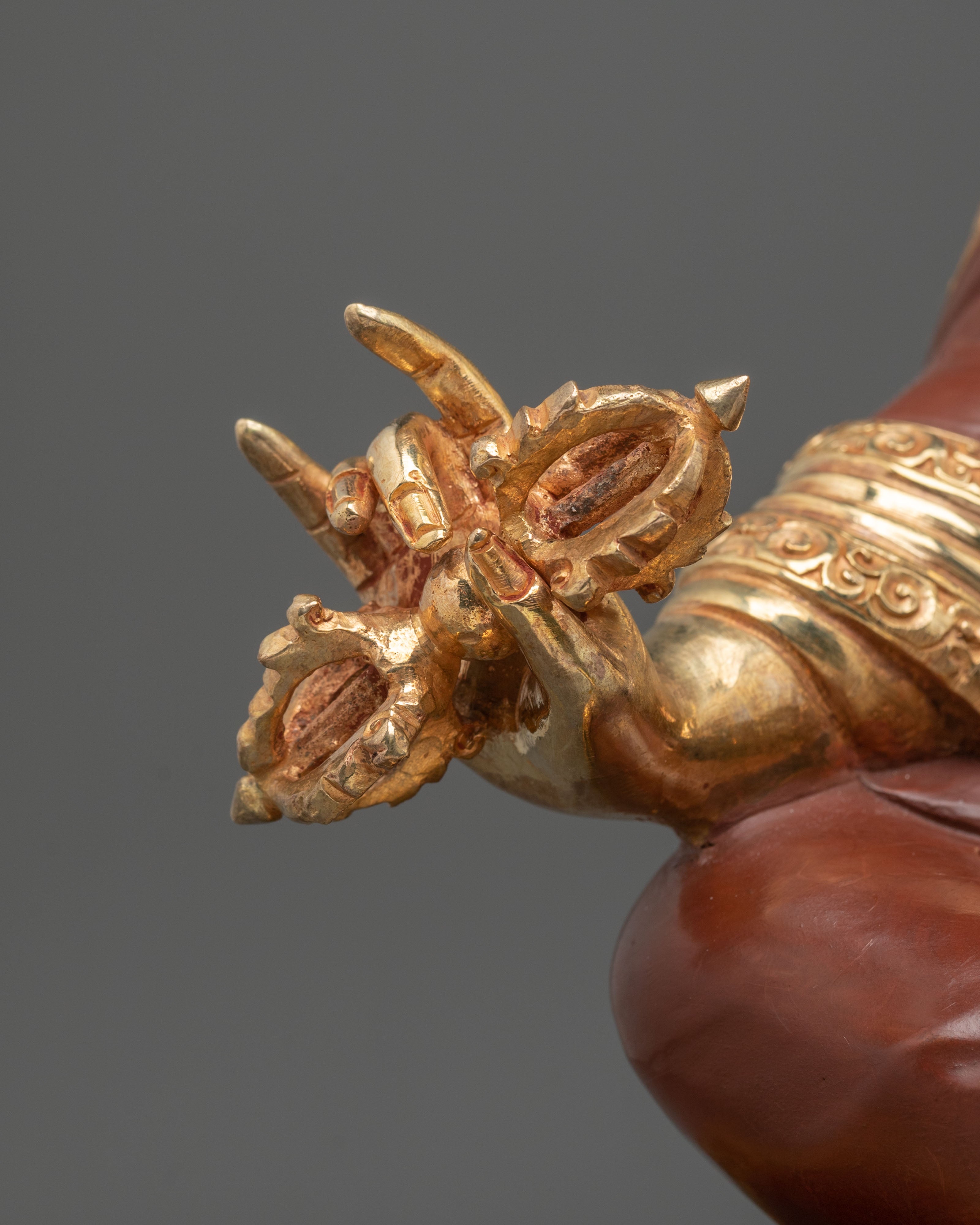 Buddha Dharma Sangha: Oxidized Copper Buddha Statue Set
