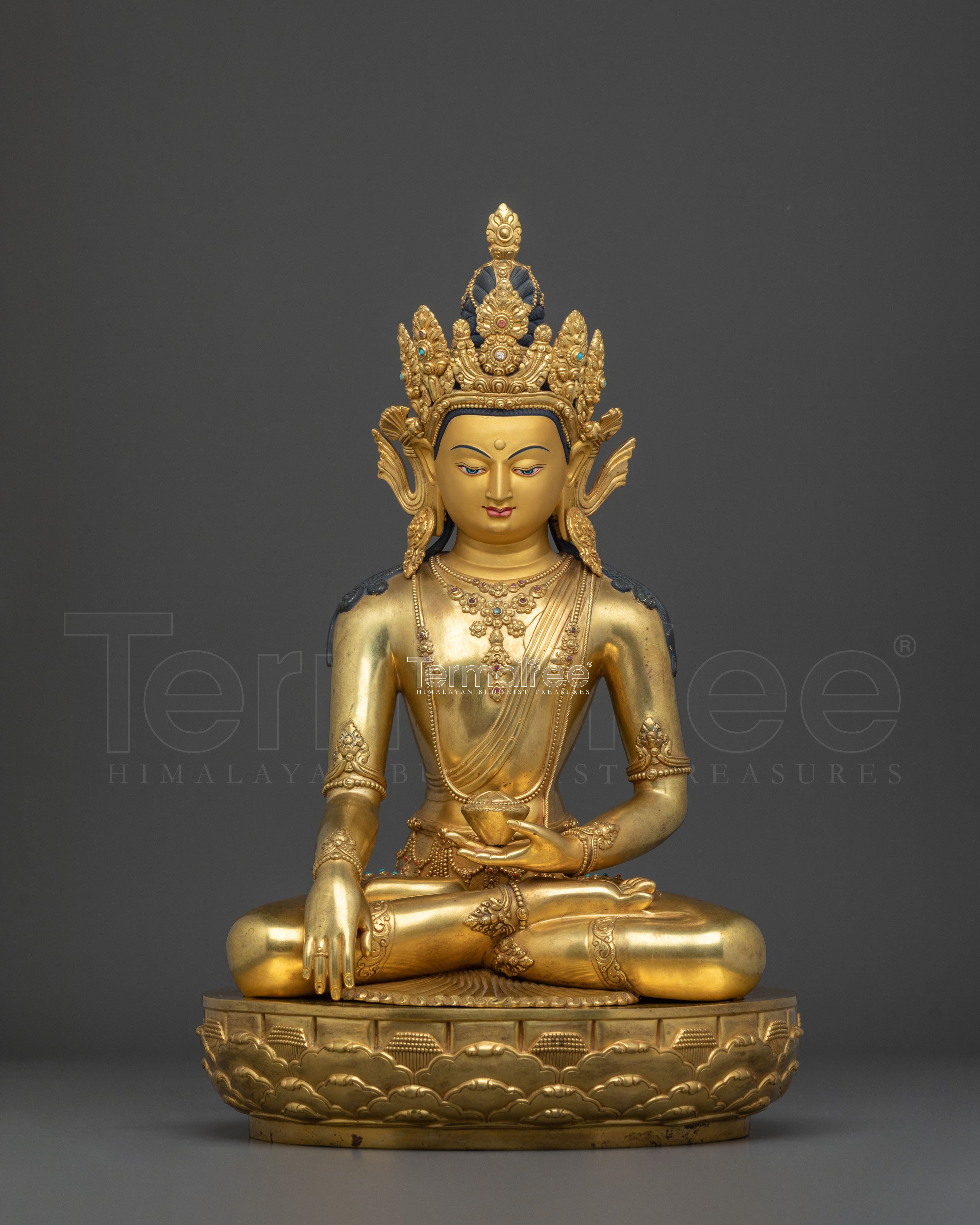 Traditional Himalayan Crown Shakyamuni Buddha Figure