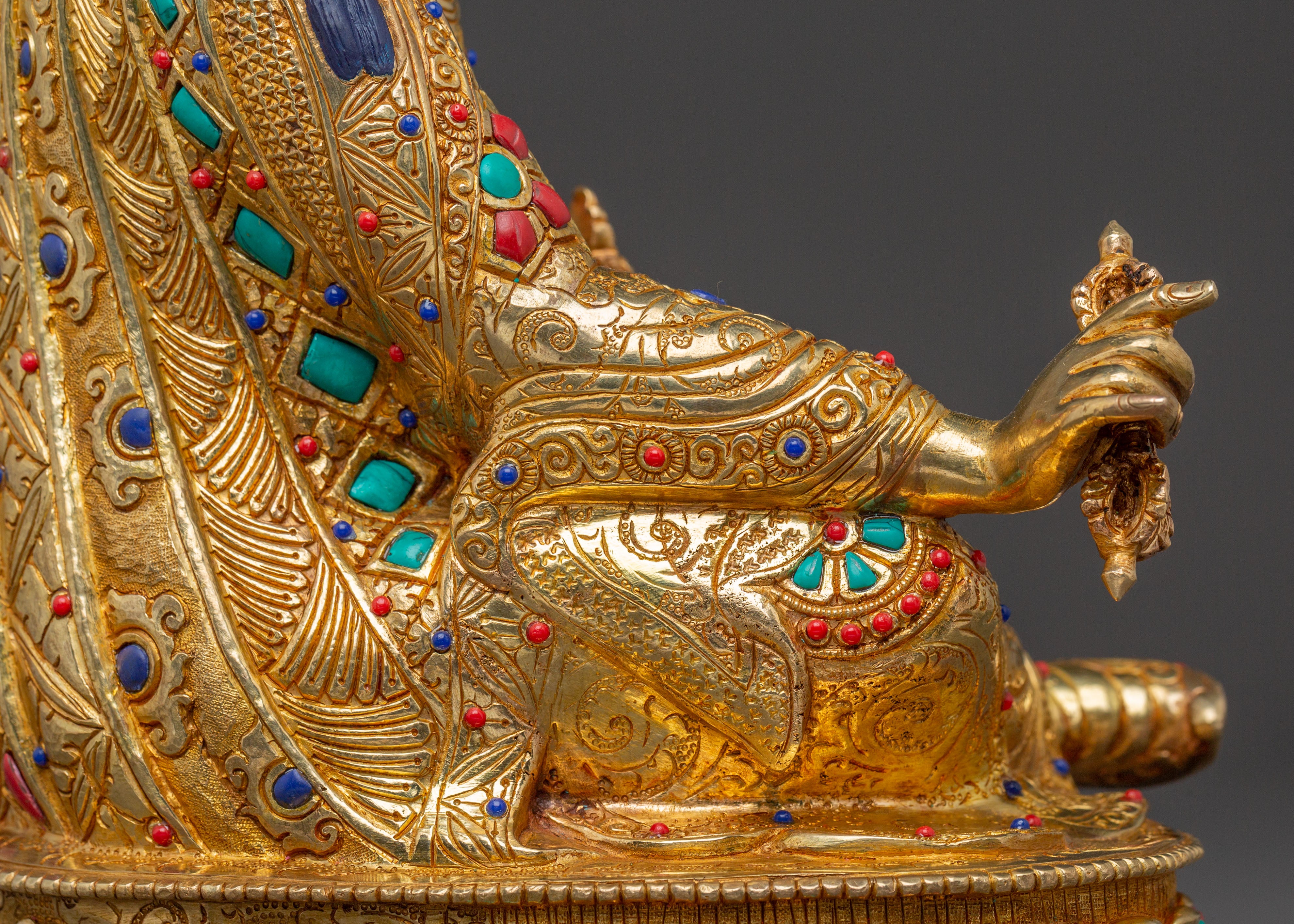 Padmasambhava Enlightened Guide Statue - Hand-Gilded Copper Statue