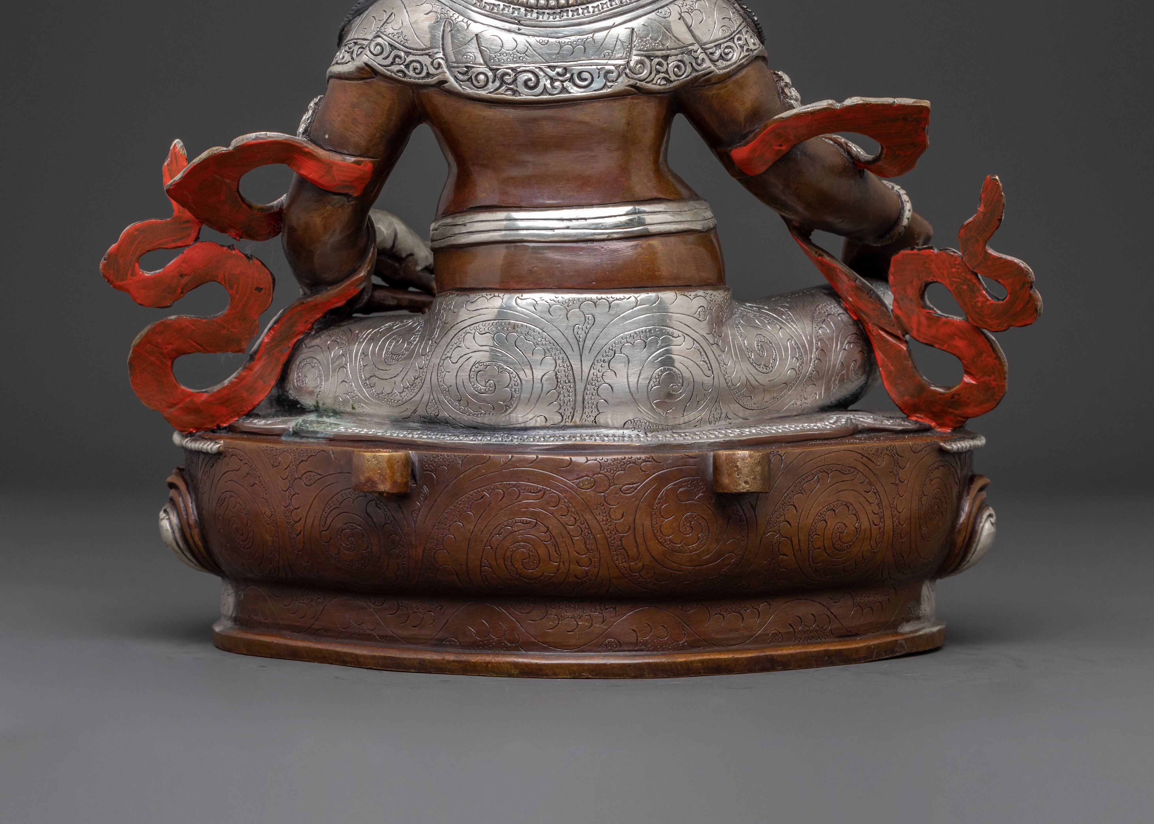 Dzambhala Copper Handcrafted Statue with Silver Accents