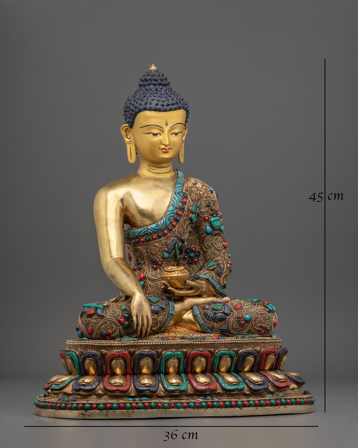 Tibetan Handcrafted Three Buddhas Statue Set with 24K Fire Gold Gliding