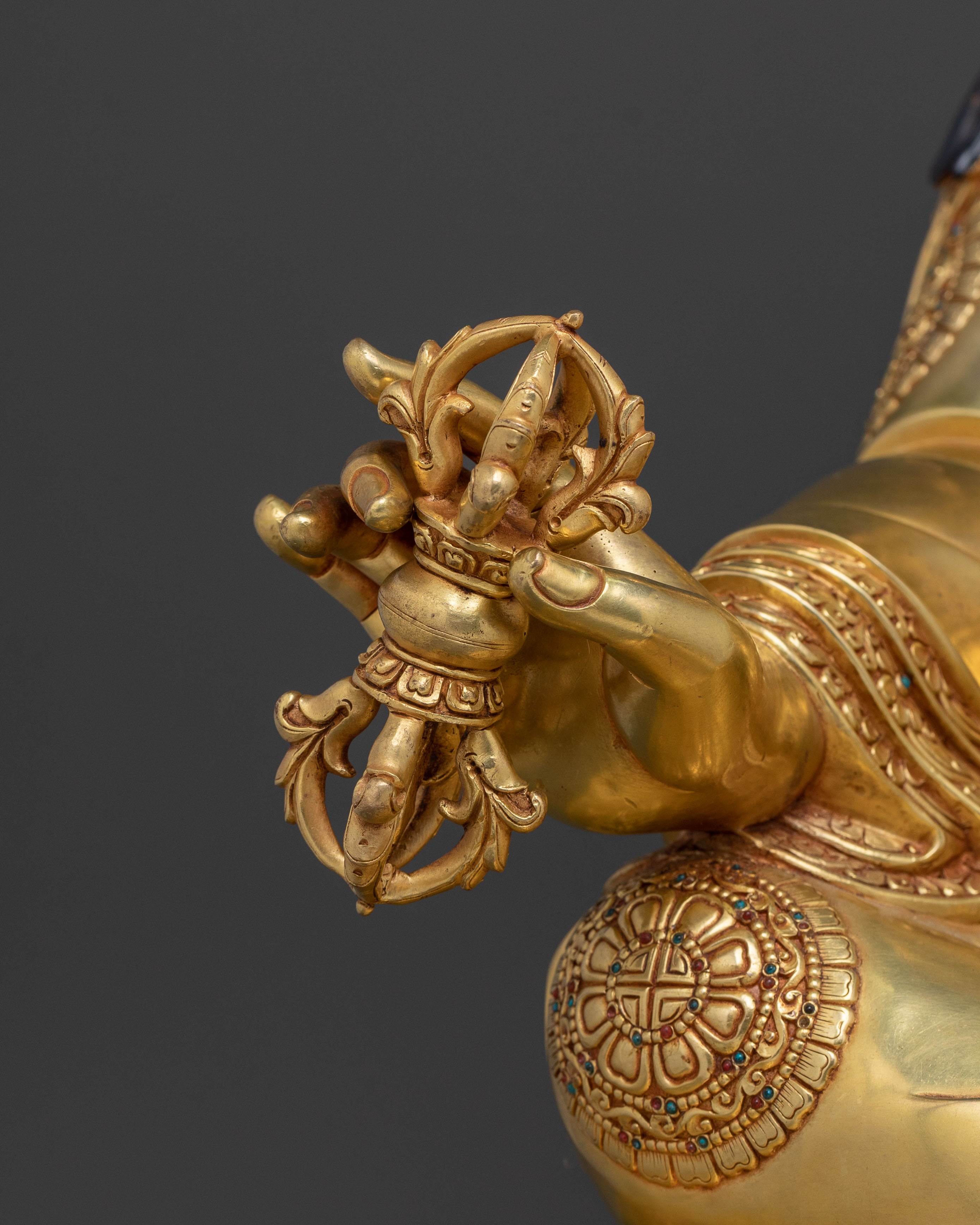 Guru Rinpoche Sacred Lotus Statue | 24K Gold Gilded