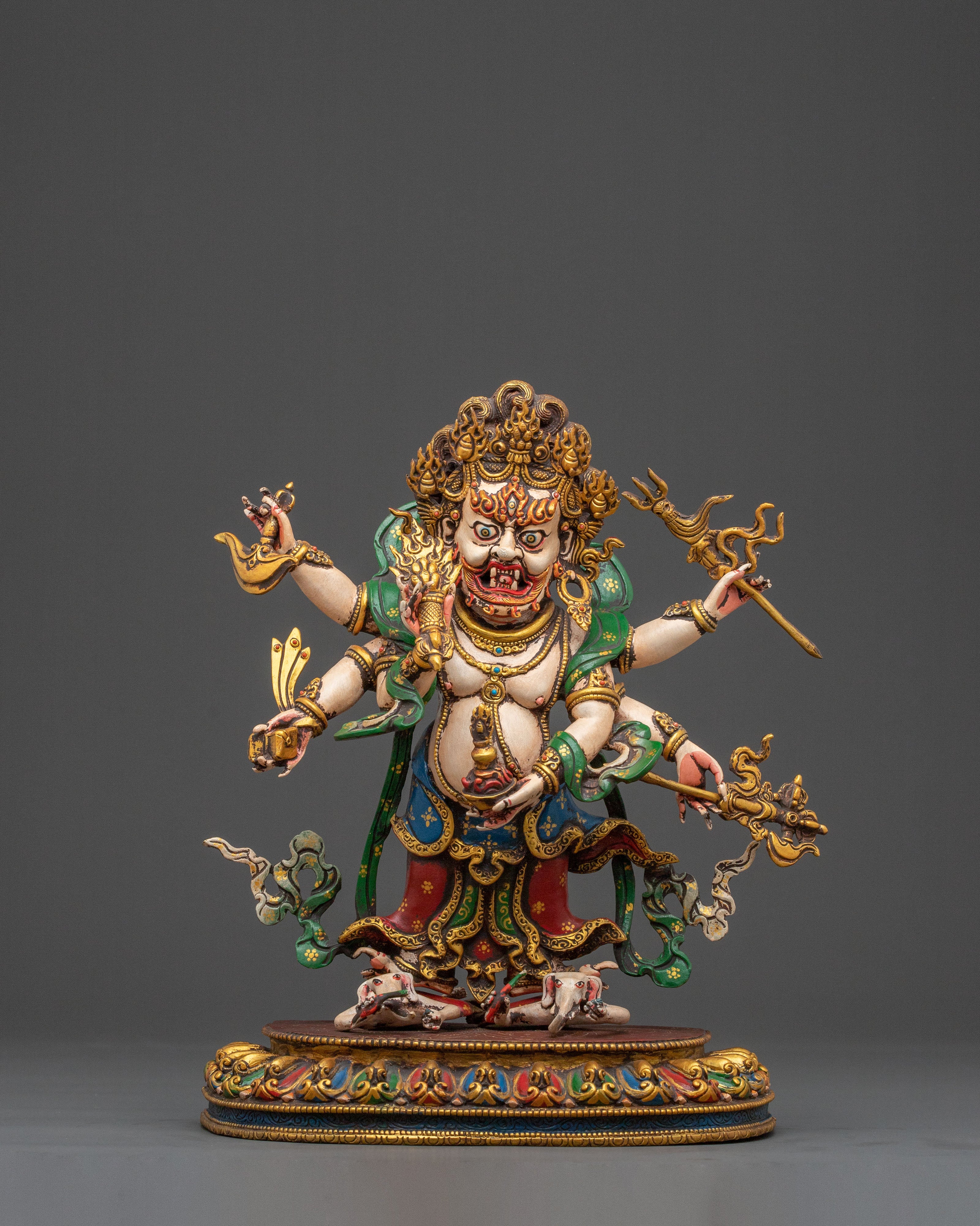 White Mahakala Buddhist Guardian | Handcrafted Statue