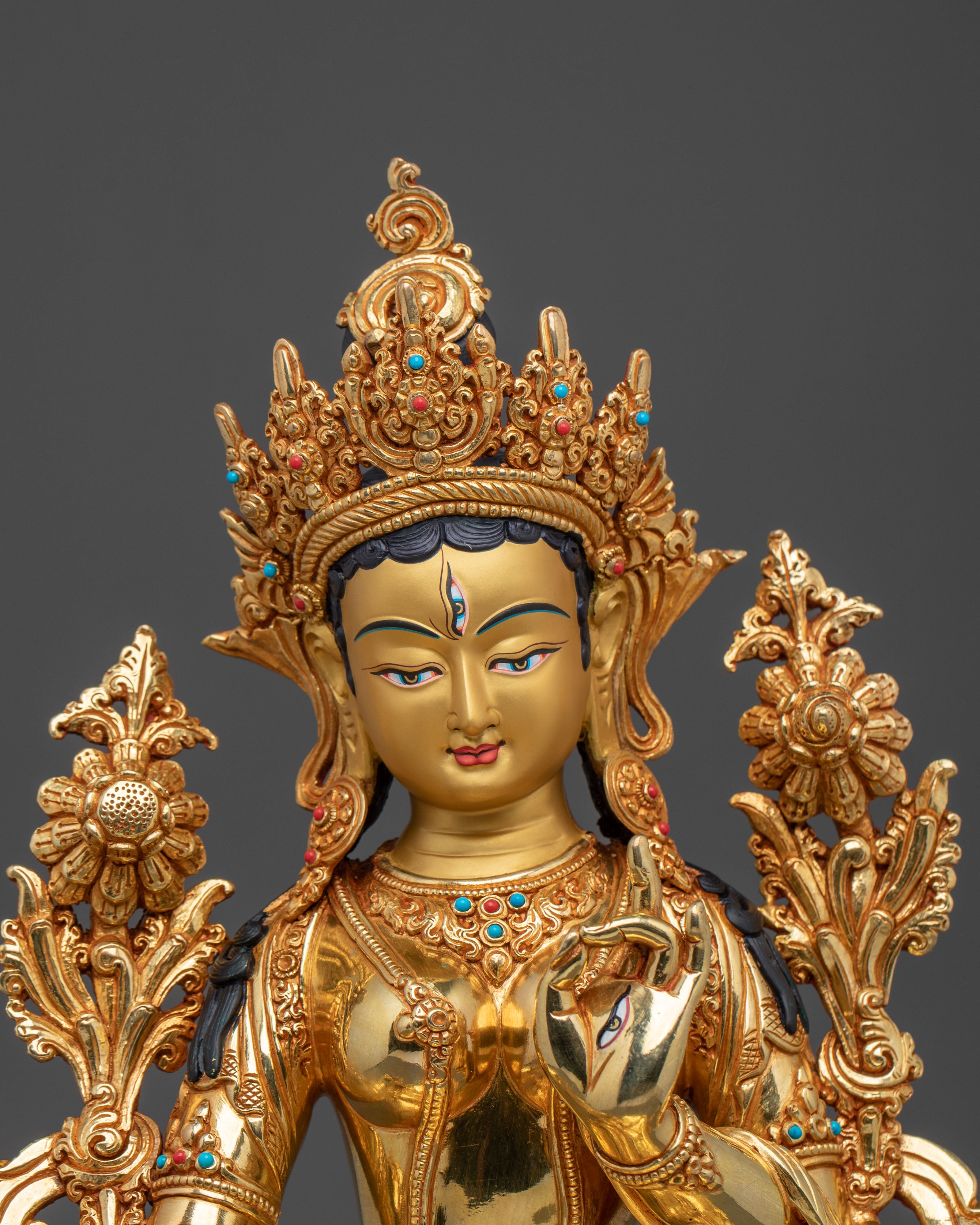 Sacred Long Life Deity White Tara Statue | Tibetan Artwork