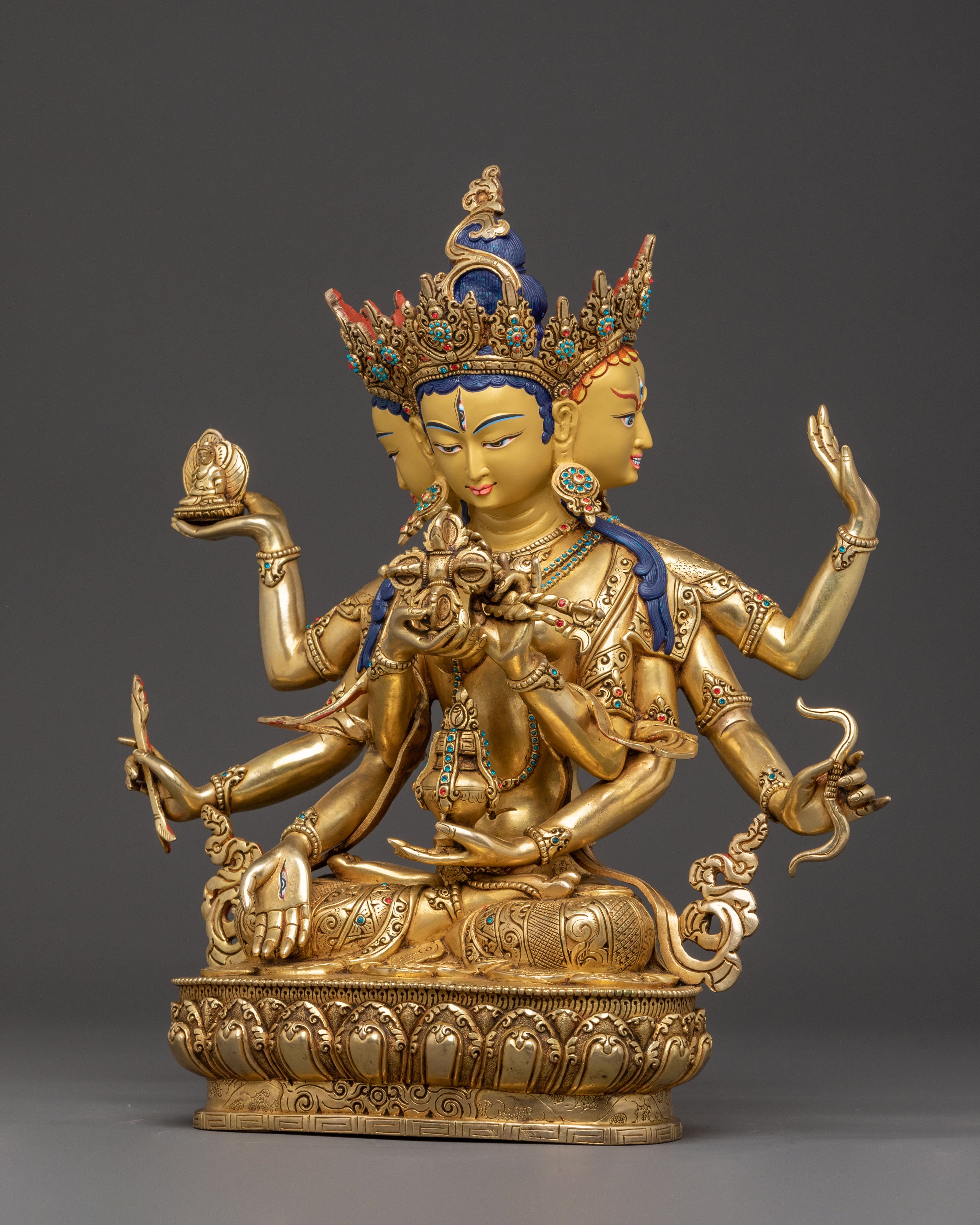 Tibetan Buddhism Deity Namgyalma Statue: Hand-Gilded Copper Masterpiece