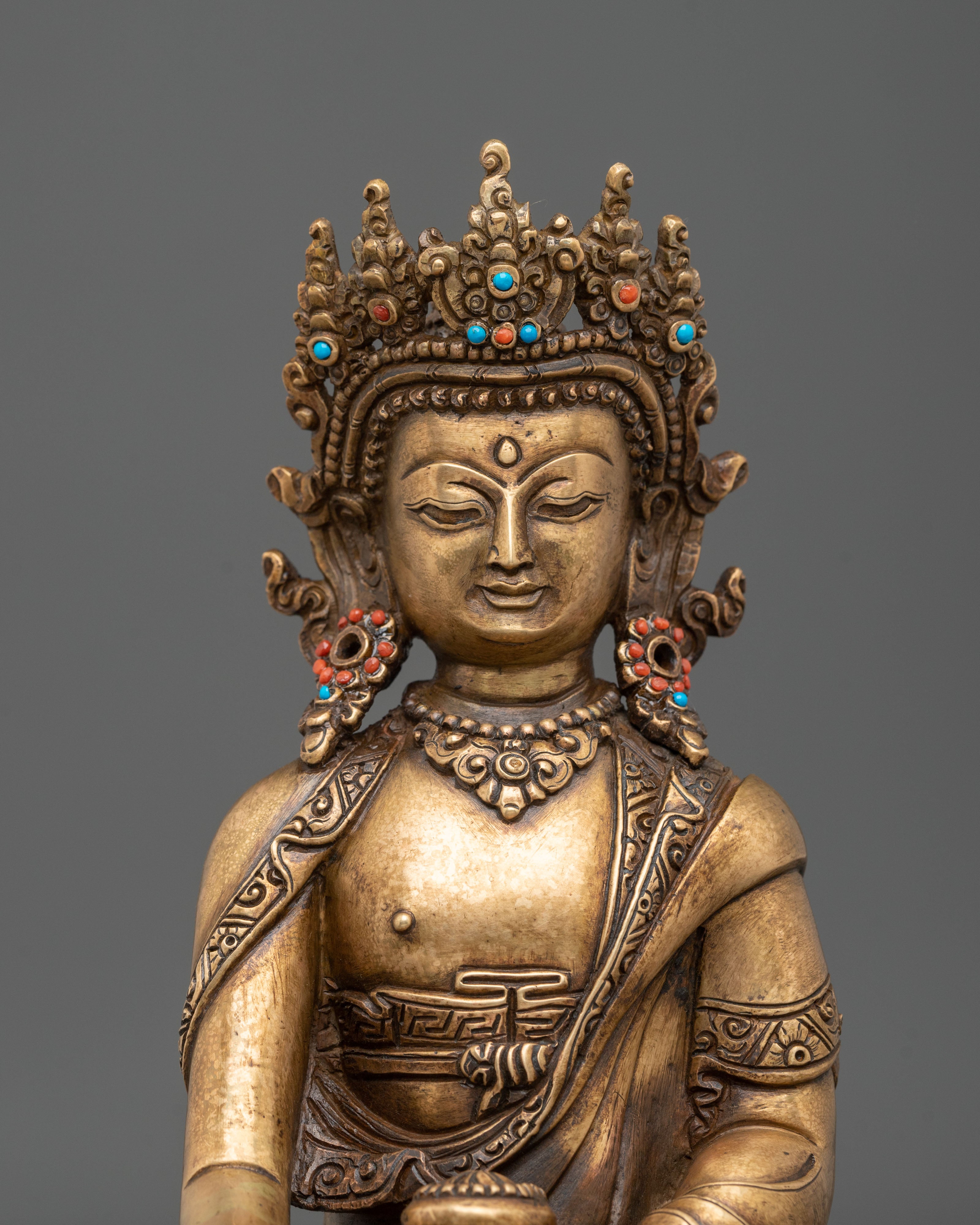 Crown Shakyamuni Buddha Altar Decoration Statue | Buddhist Altar Decoration