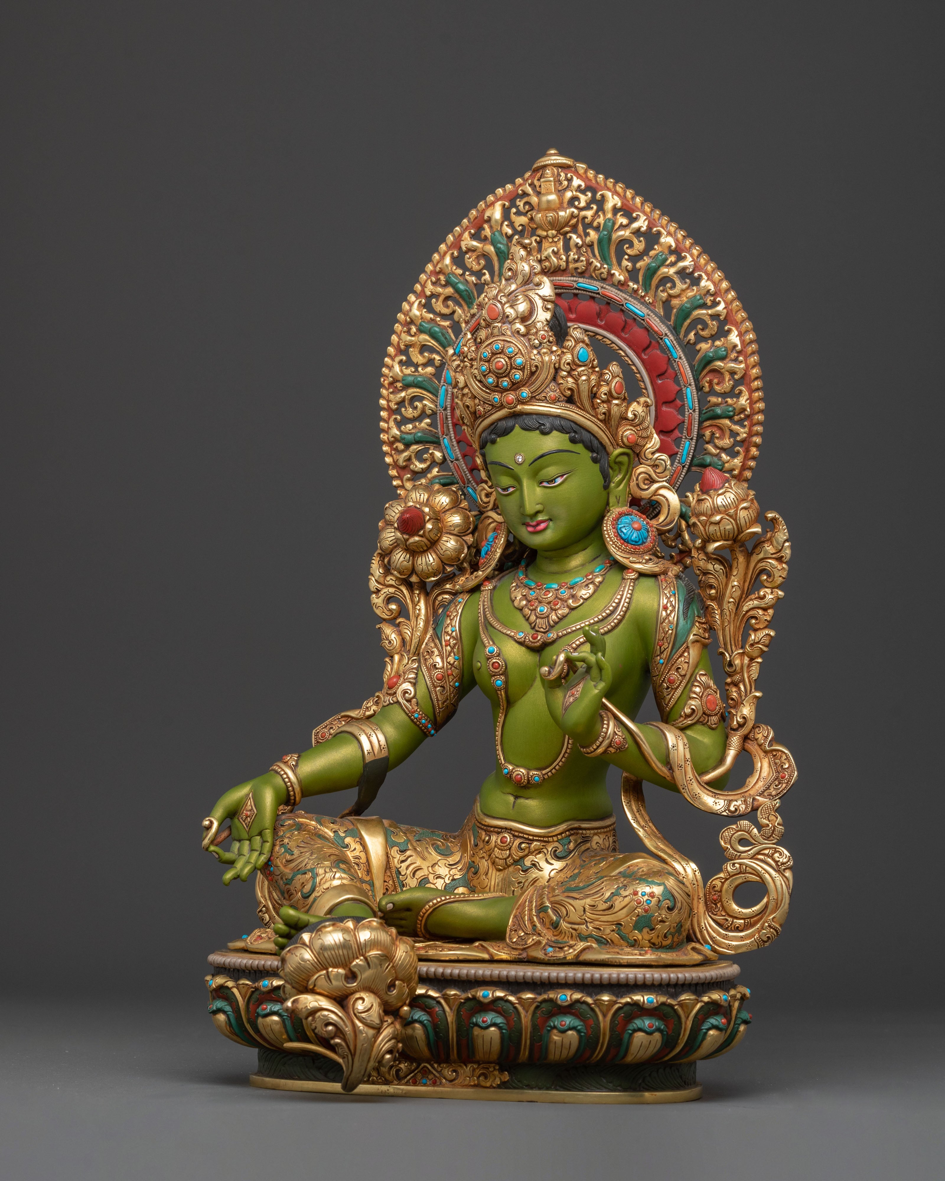 Buddhist Green Tara Compassion Statue | Meditation Altar Decor